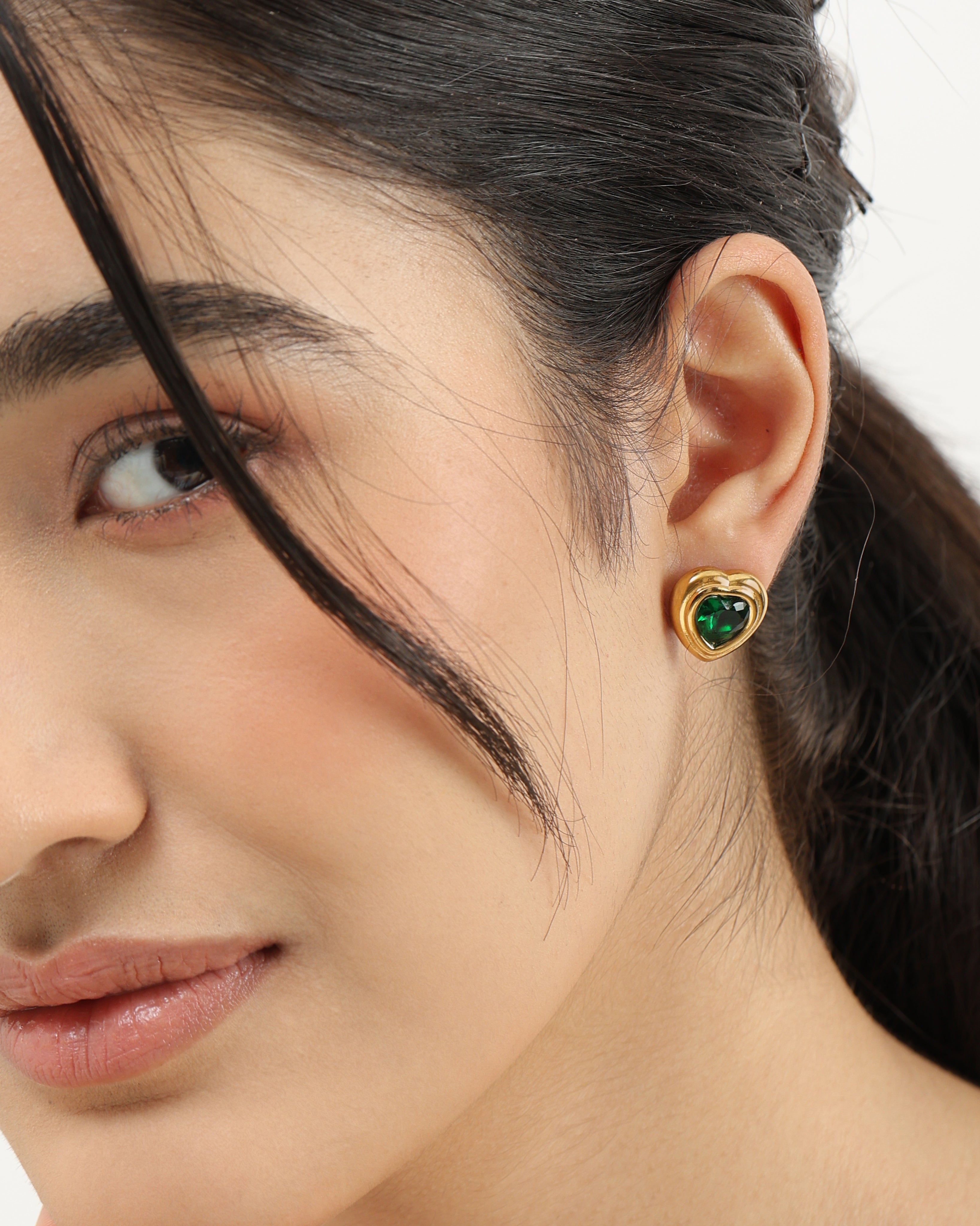 Lush Heart 18K Gold Plated Studs