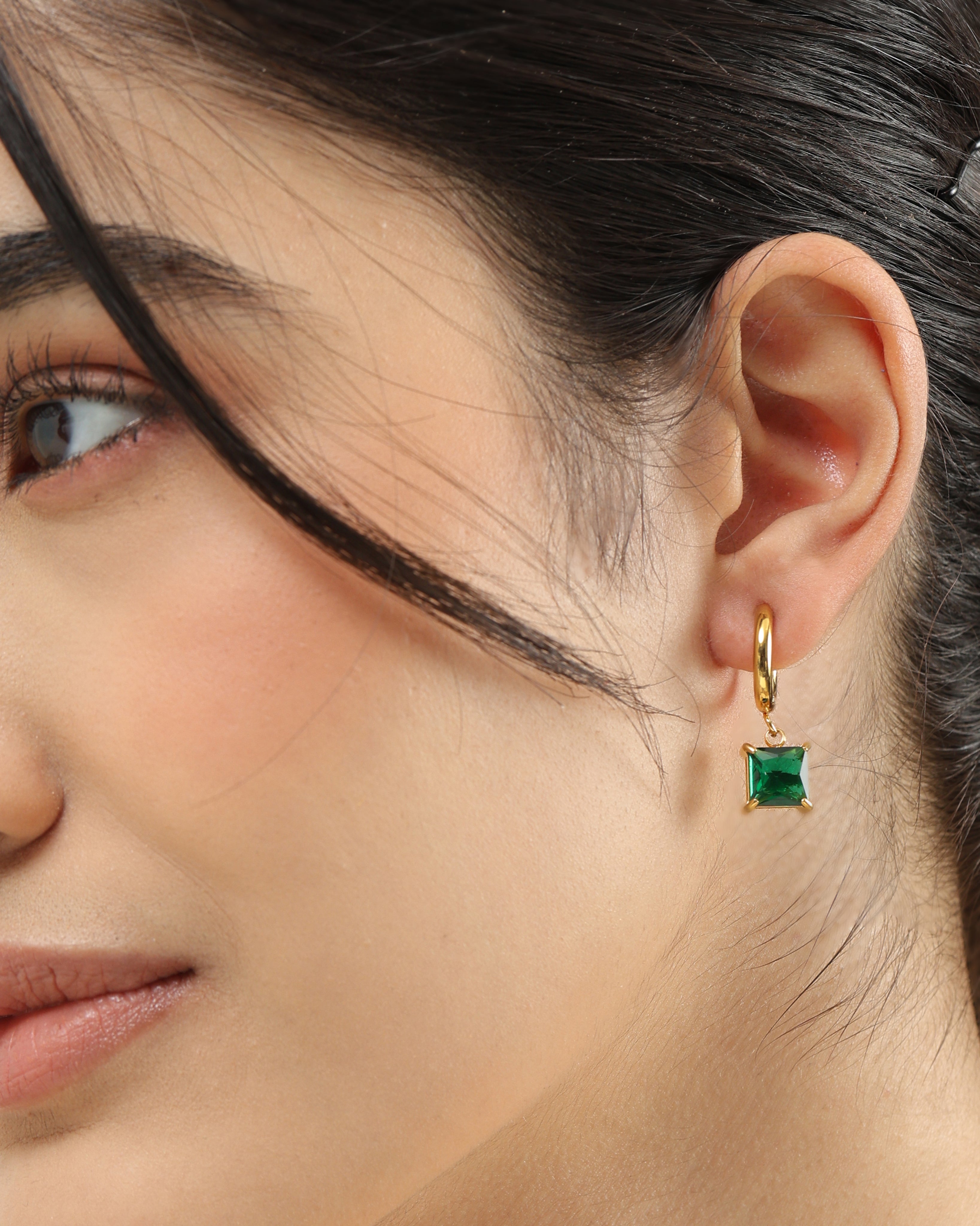 Emerald Pop 18K Gold Plated Earrings