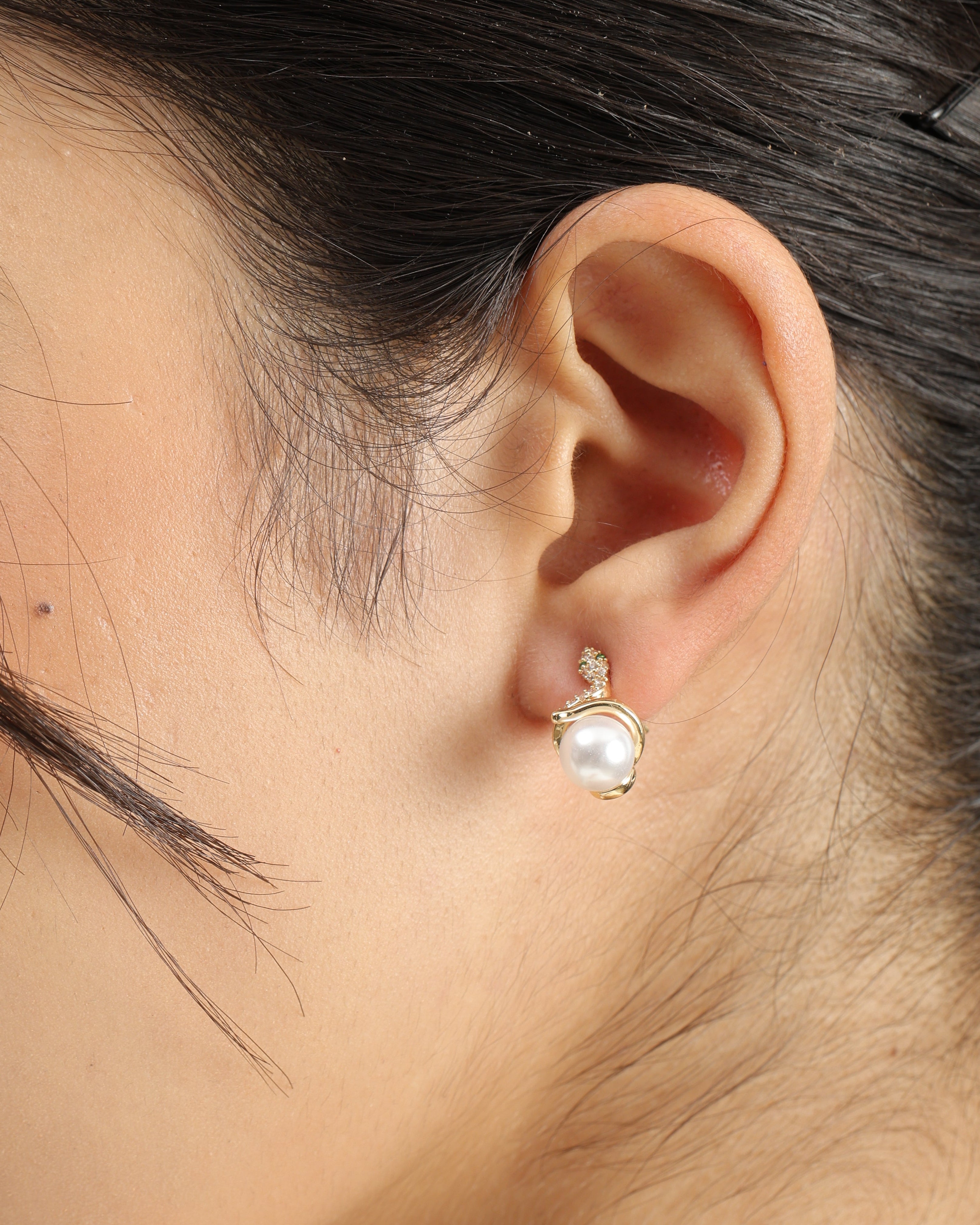 Snake Pearl 18K Gold Plated Earrings