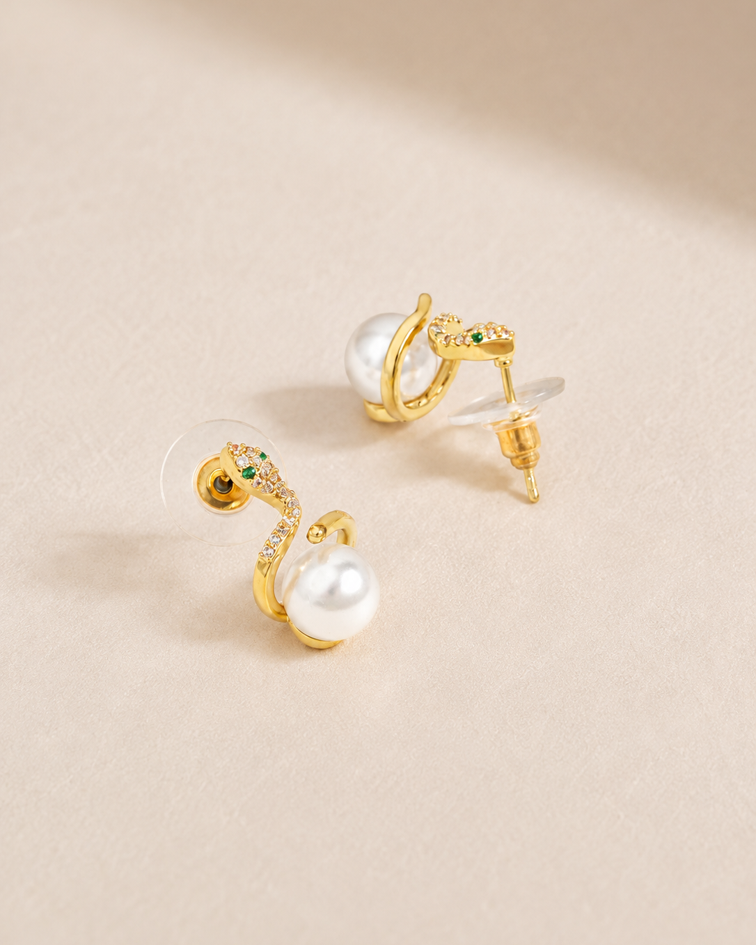Snake Pearl 18K Gold Plated Earrings