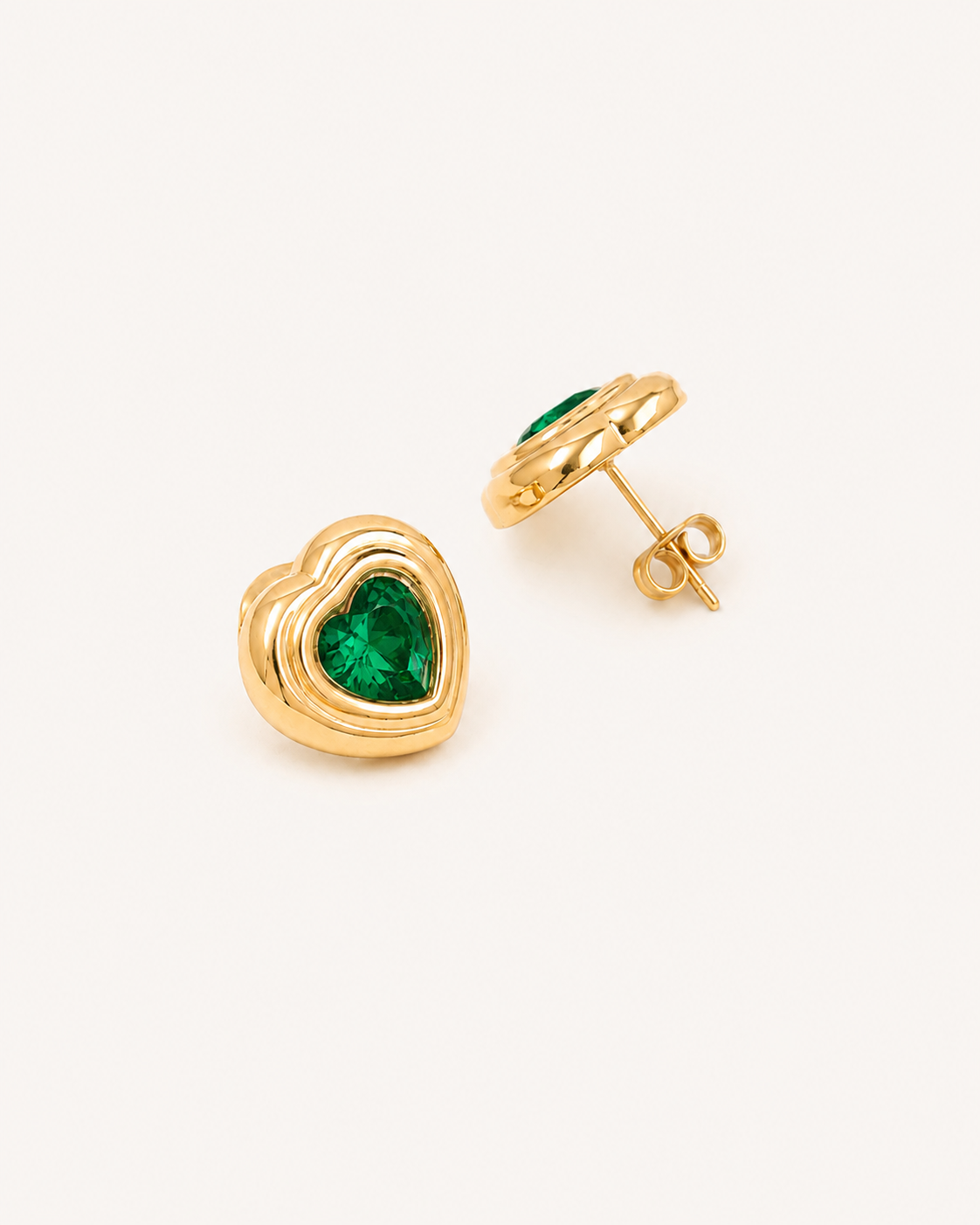Lush Heart 18K Gold Plated Studs