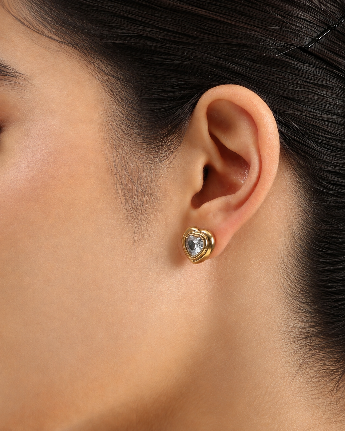 Crystal Heart 18K Gold Plated Earrings