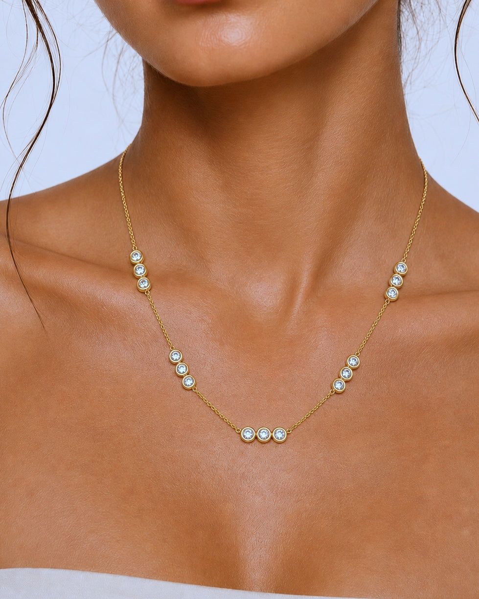 Crystal Beads 18K Gold Plated Necklace
