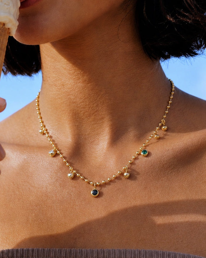 Lustre Dots 18K Gold Plated Necklace