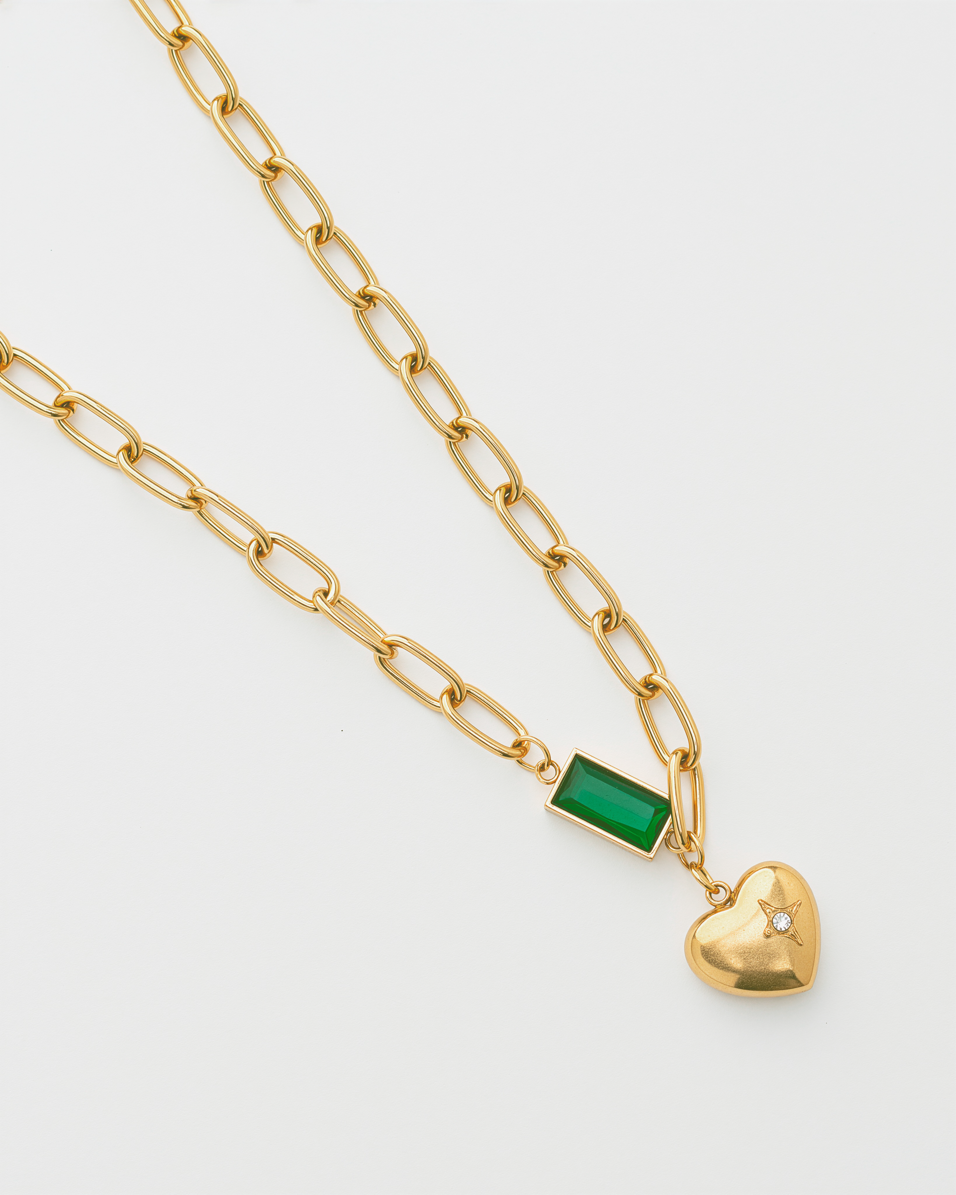 Emerald Heartbeat 18K Gold Plated Necklace