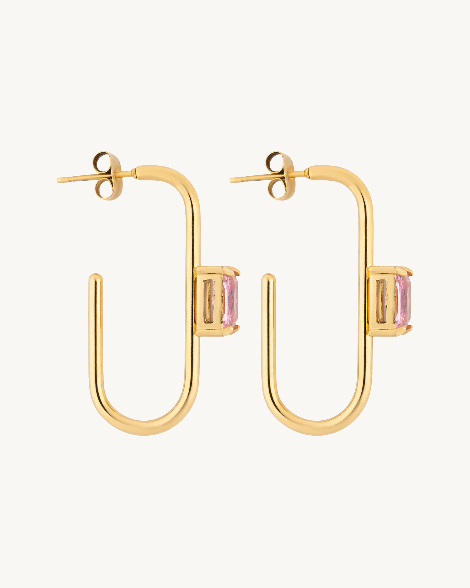 Pink Stone 18K Gold Plated Earrings