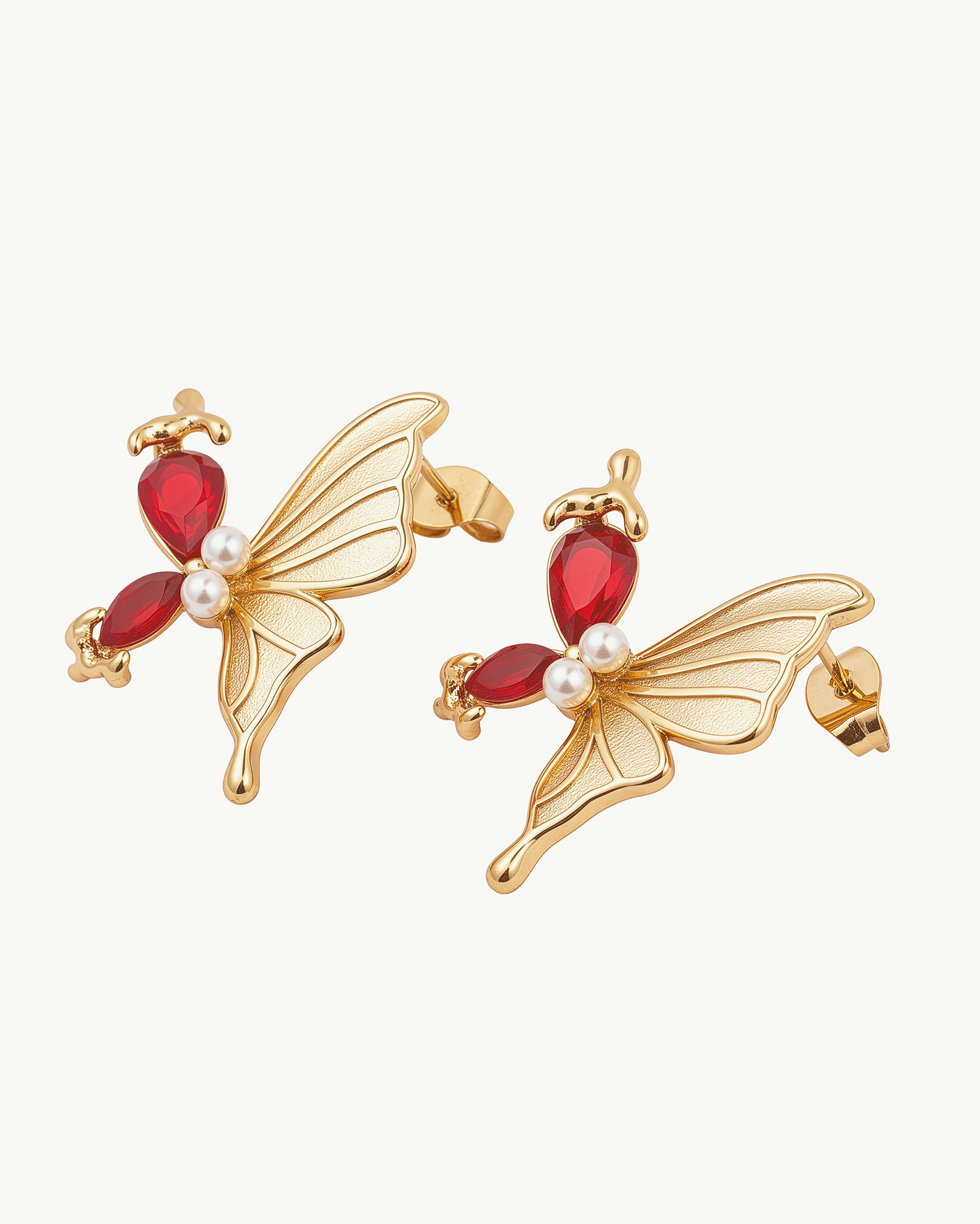 Butterfly Ruby 18K Gold Plated Earrings