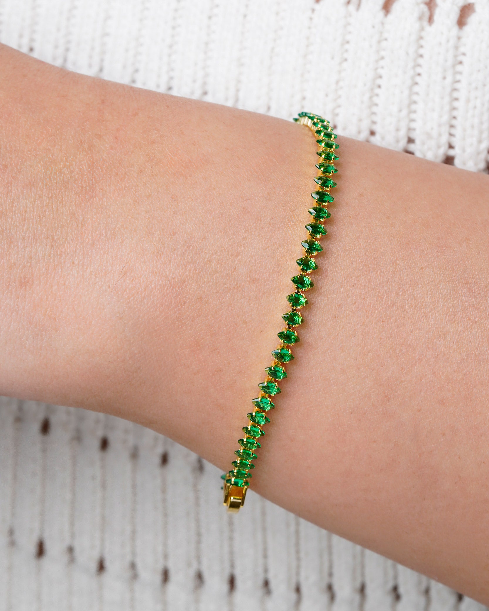 Emerald 18K Gold Plated Tennis Bracelet