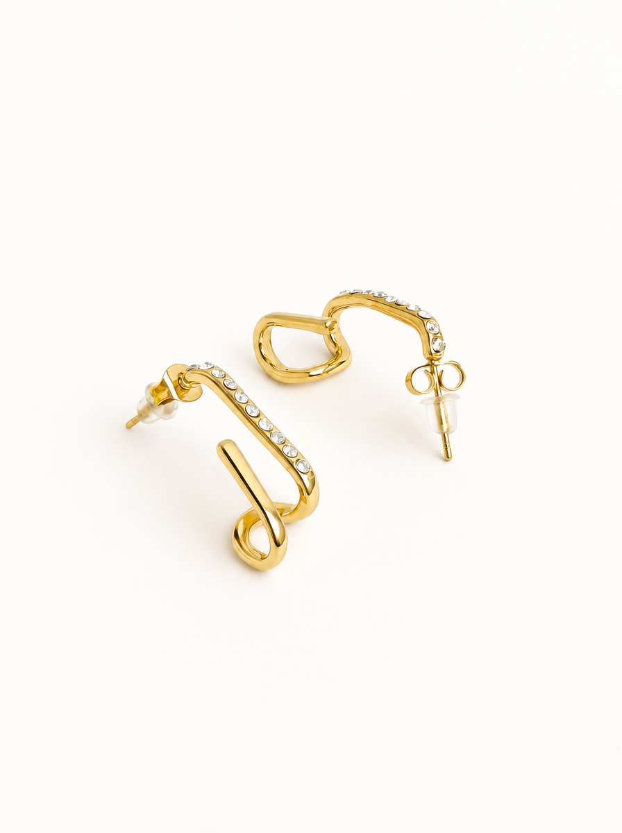 Bella Curve 18K Gold Plated Earrings