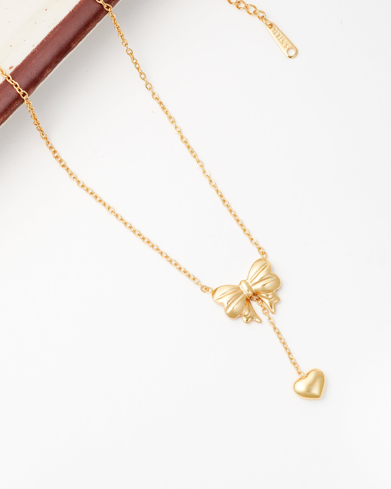 Heart & Bow 18K Gold Plated Necklace