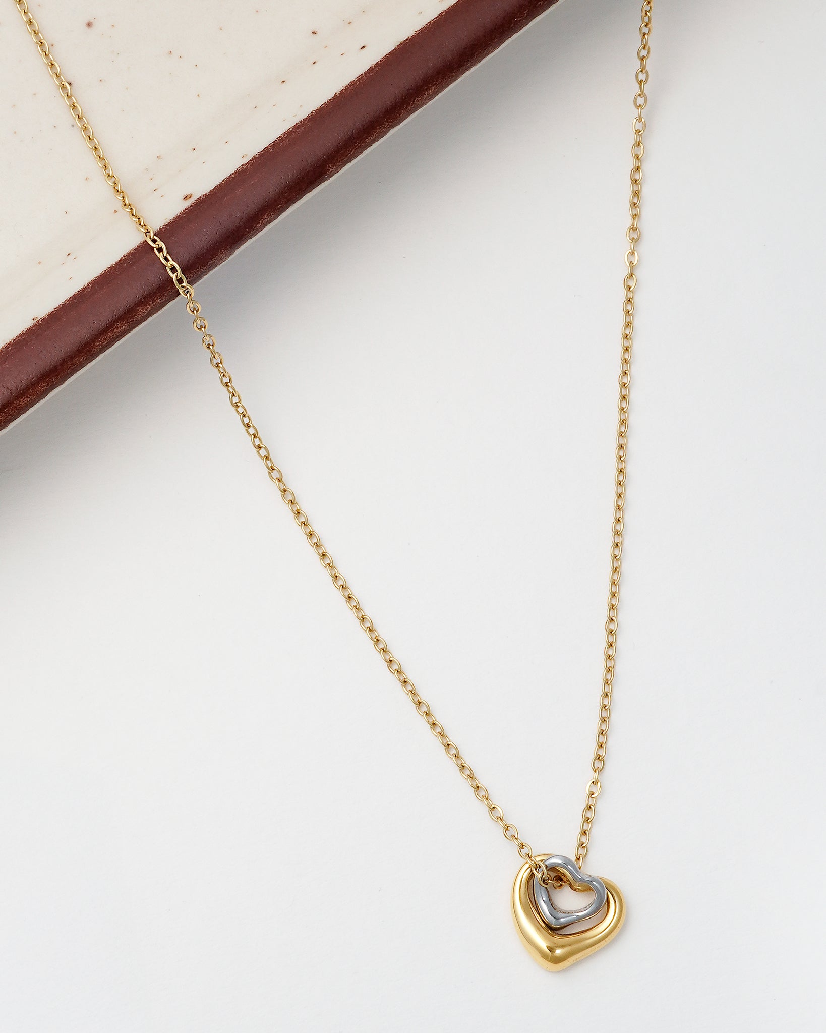 Double Heart 18K Gold Plated Necklace