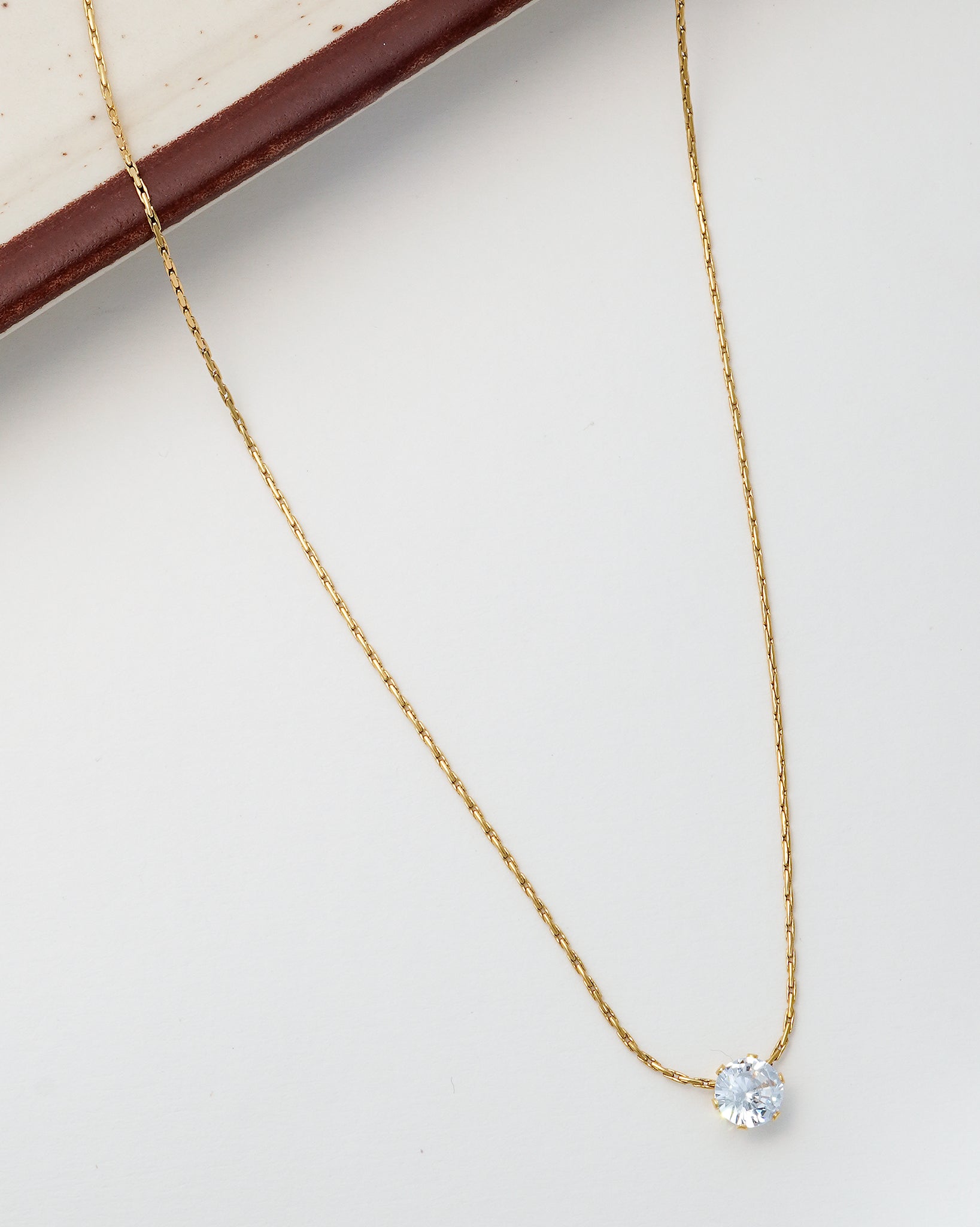 Minimal Solitaire 18K Gold Plated Necklace