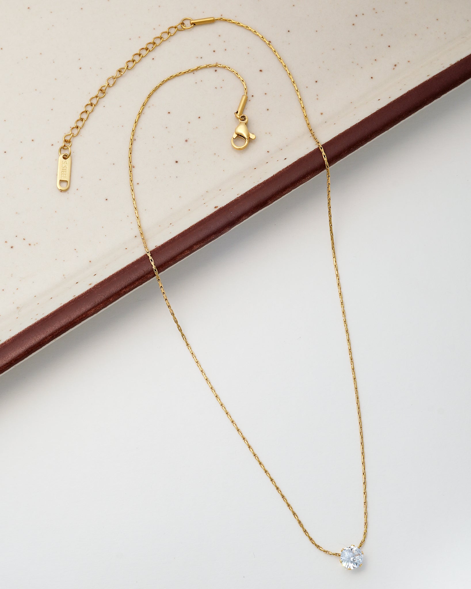 Minimal Solitaire 18K Gold Plated Necklace