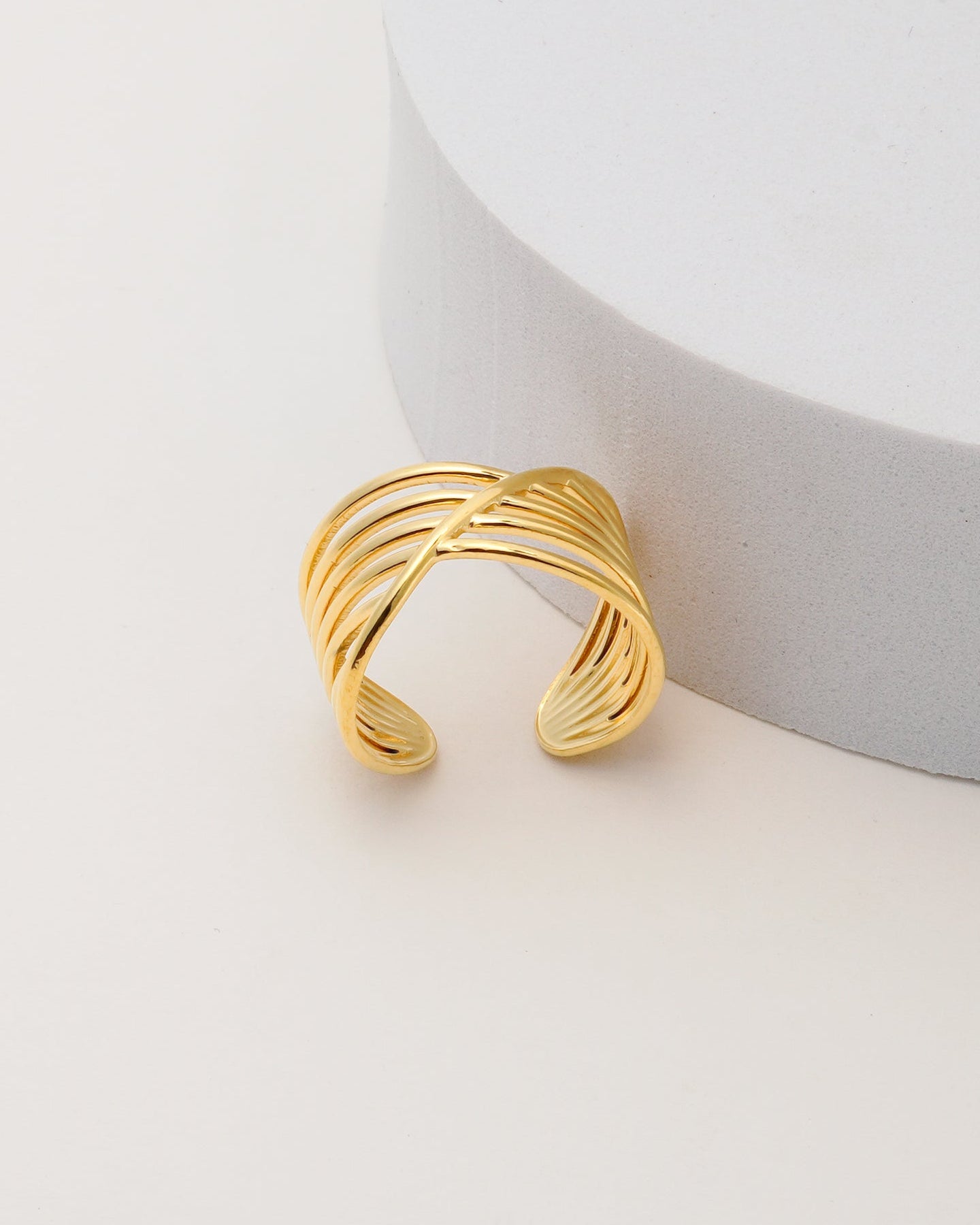 Cross Wave 18K Gold Plated Ring
