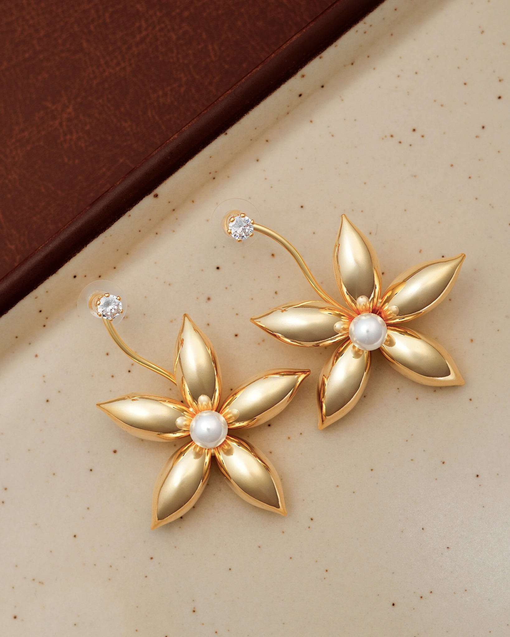 Gilded Pearl 22K Gold Plated Earrings
