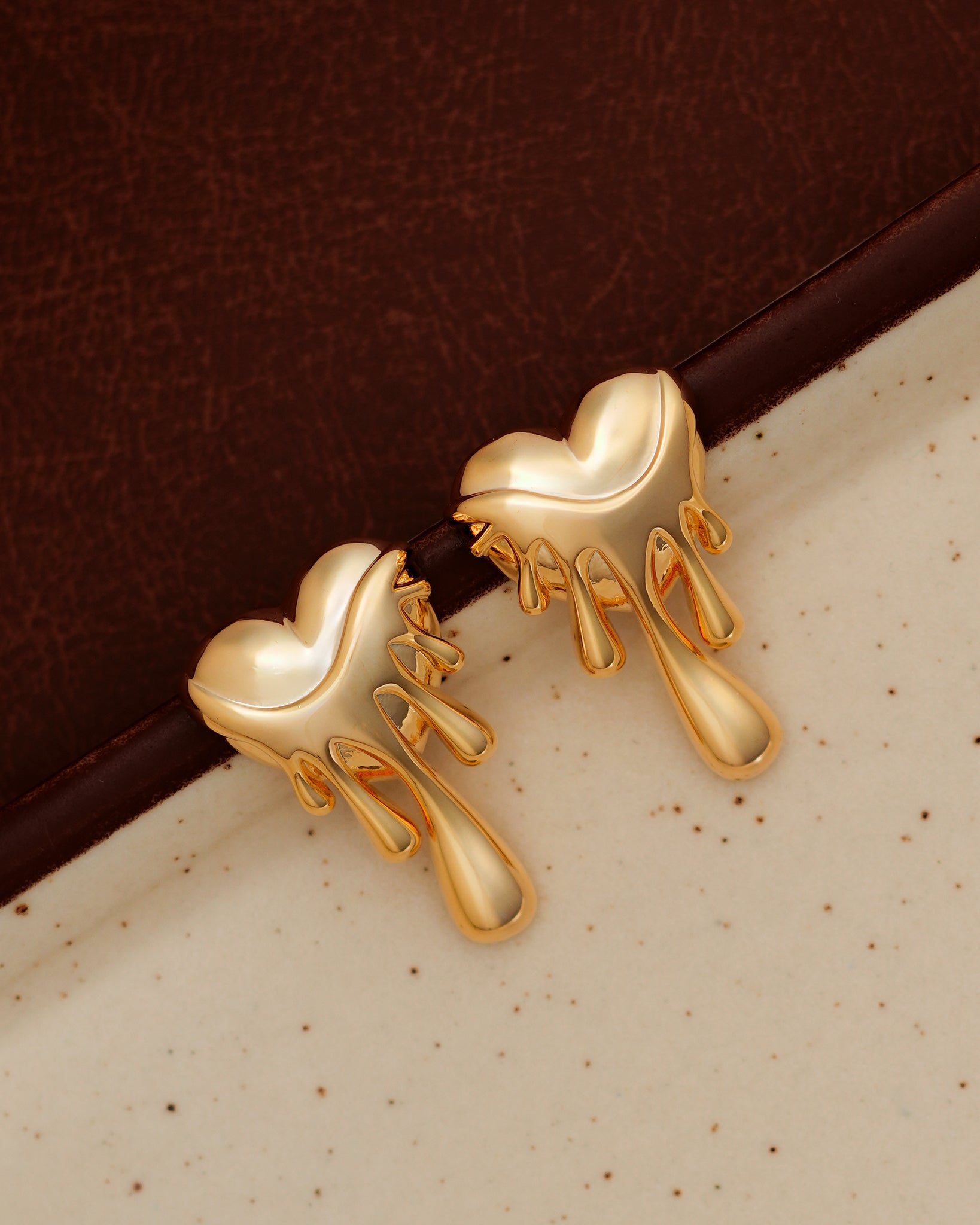 Fluid Heart 22K Gold Plated Earrings