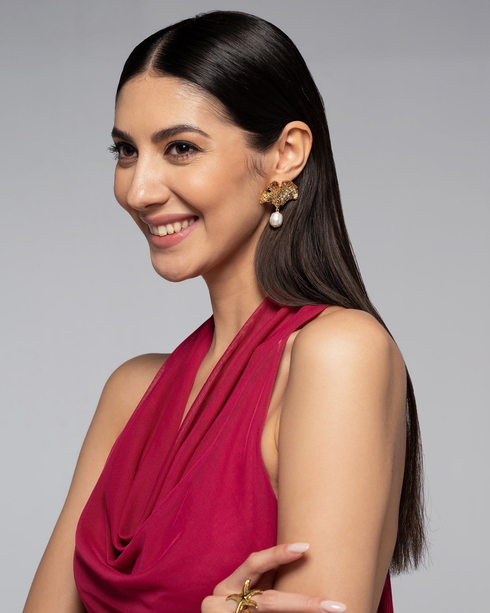 Statement Pearl Drop 22k Gold Plated Earrings