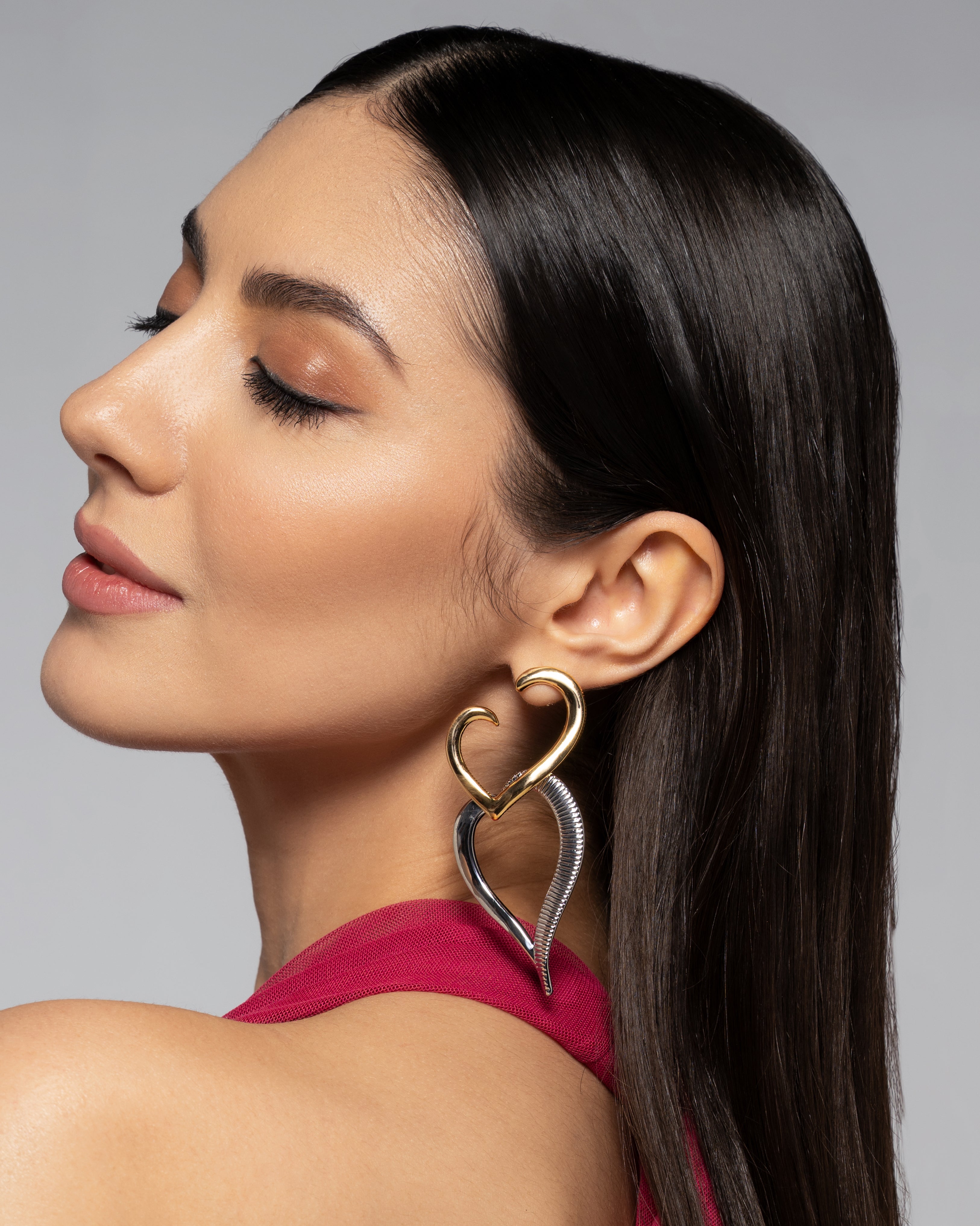 Chunky Heart 22K Gold Plated Earrings