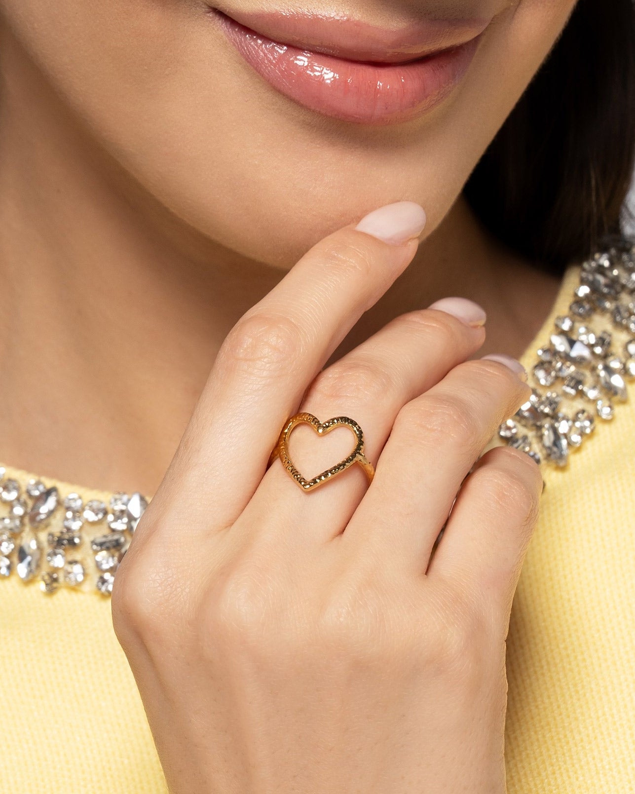 Abstract Heart 18K Gold Plated Ring