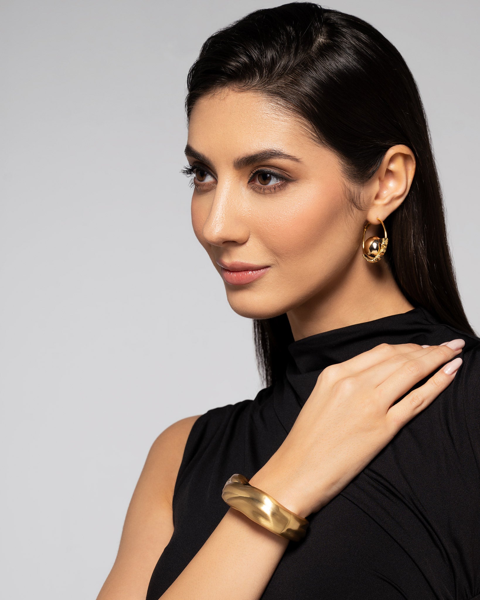 Luna Hoop 22k Gold Plated Earrings