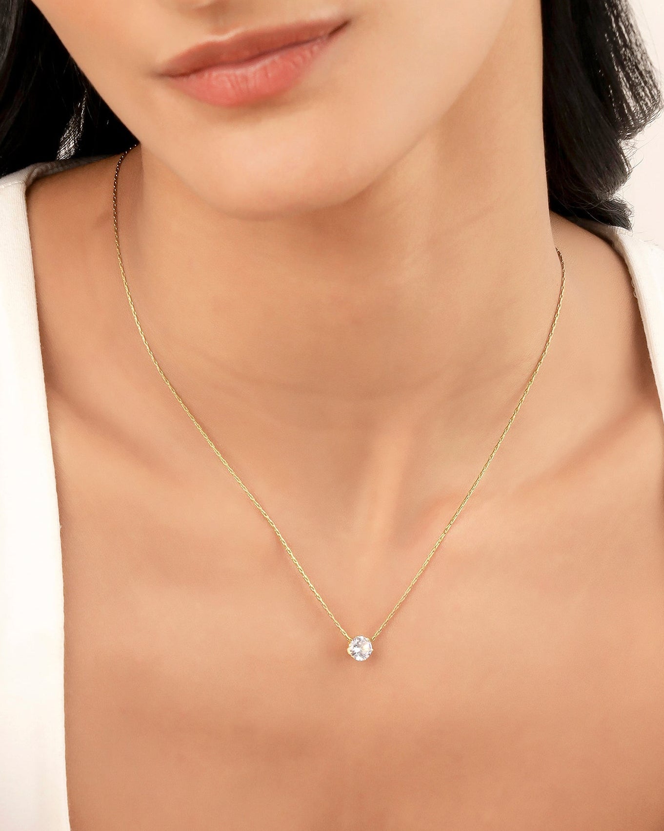 Minimal Solitaire 18K Gold Plated Necklace