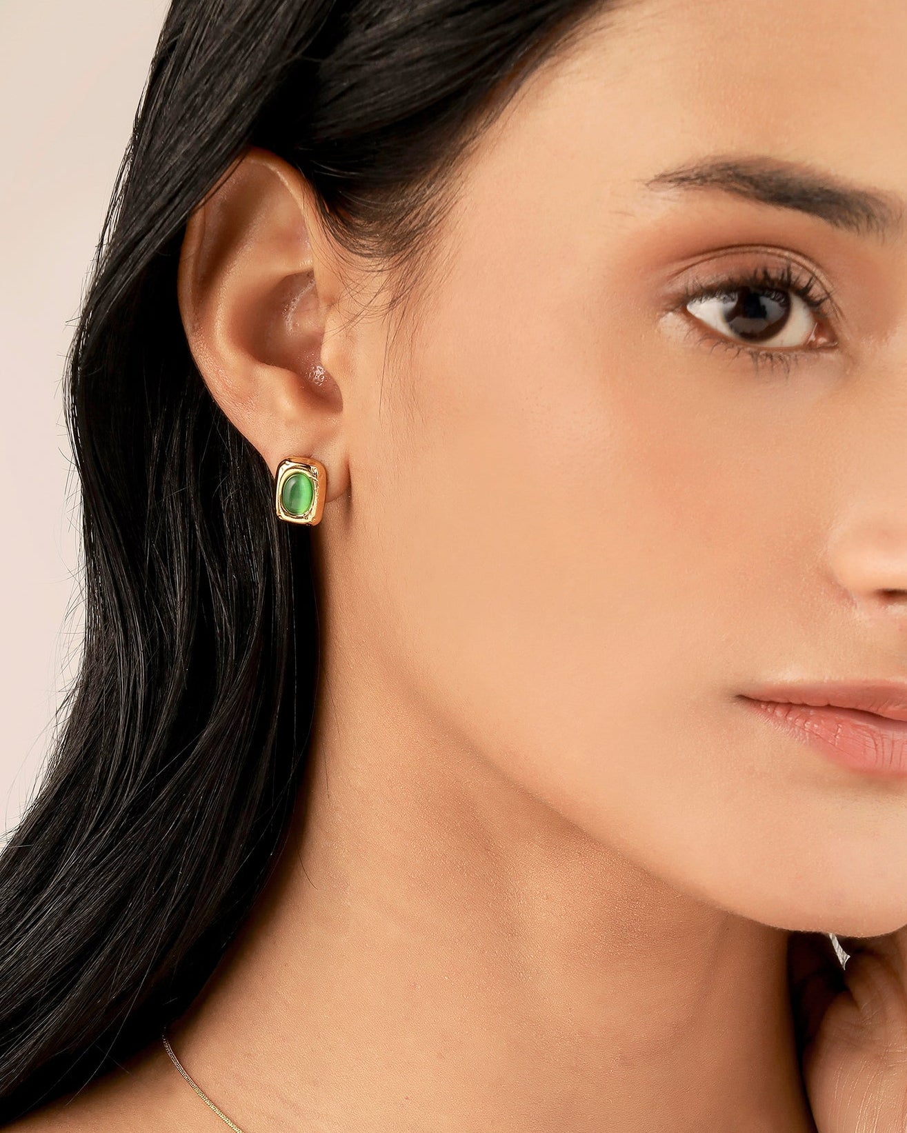 Green Stone 18K Gold Plated Set