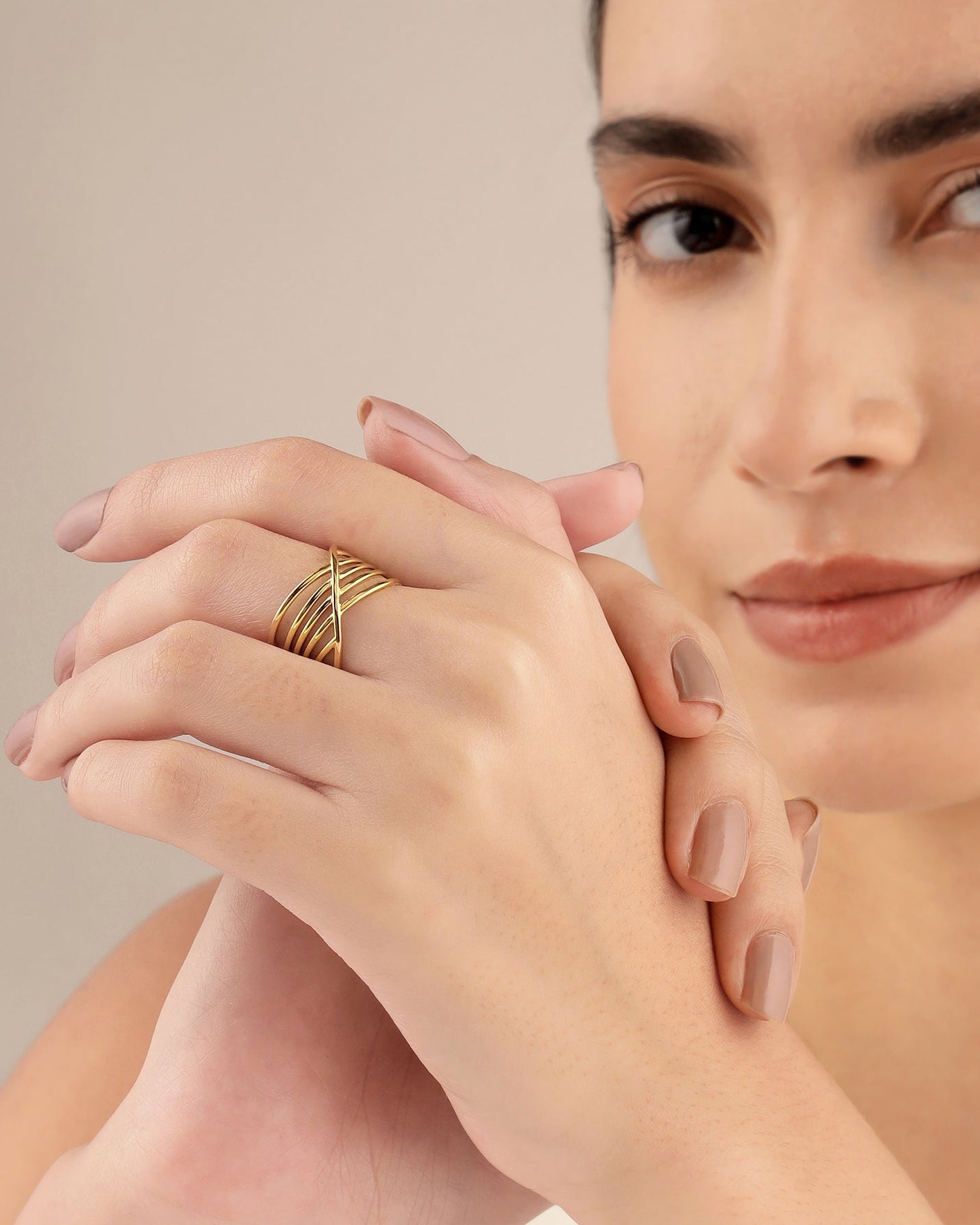 Cross Wave 18K Gold Plated Ring