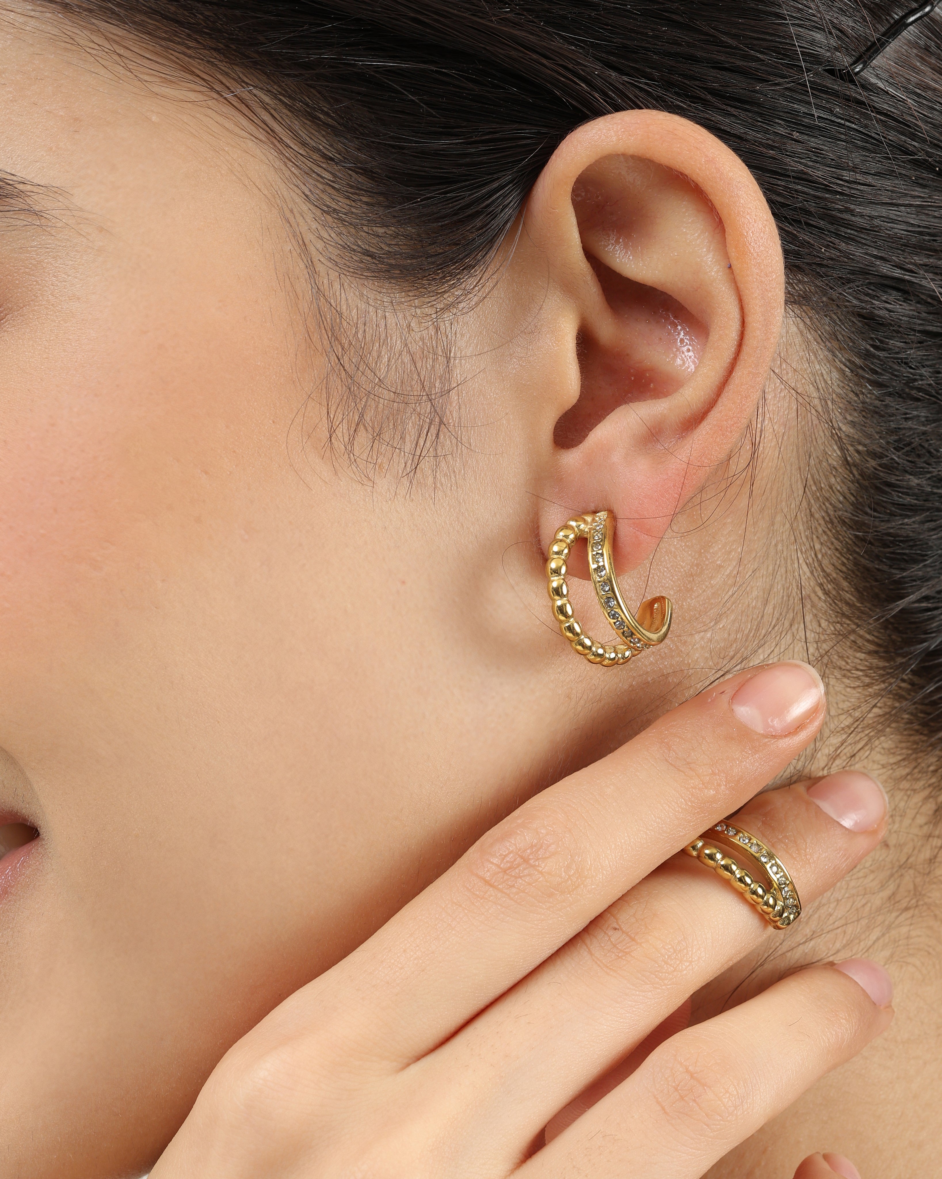 Evara Hoop 18K Gold Plated Earrings