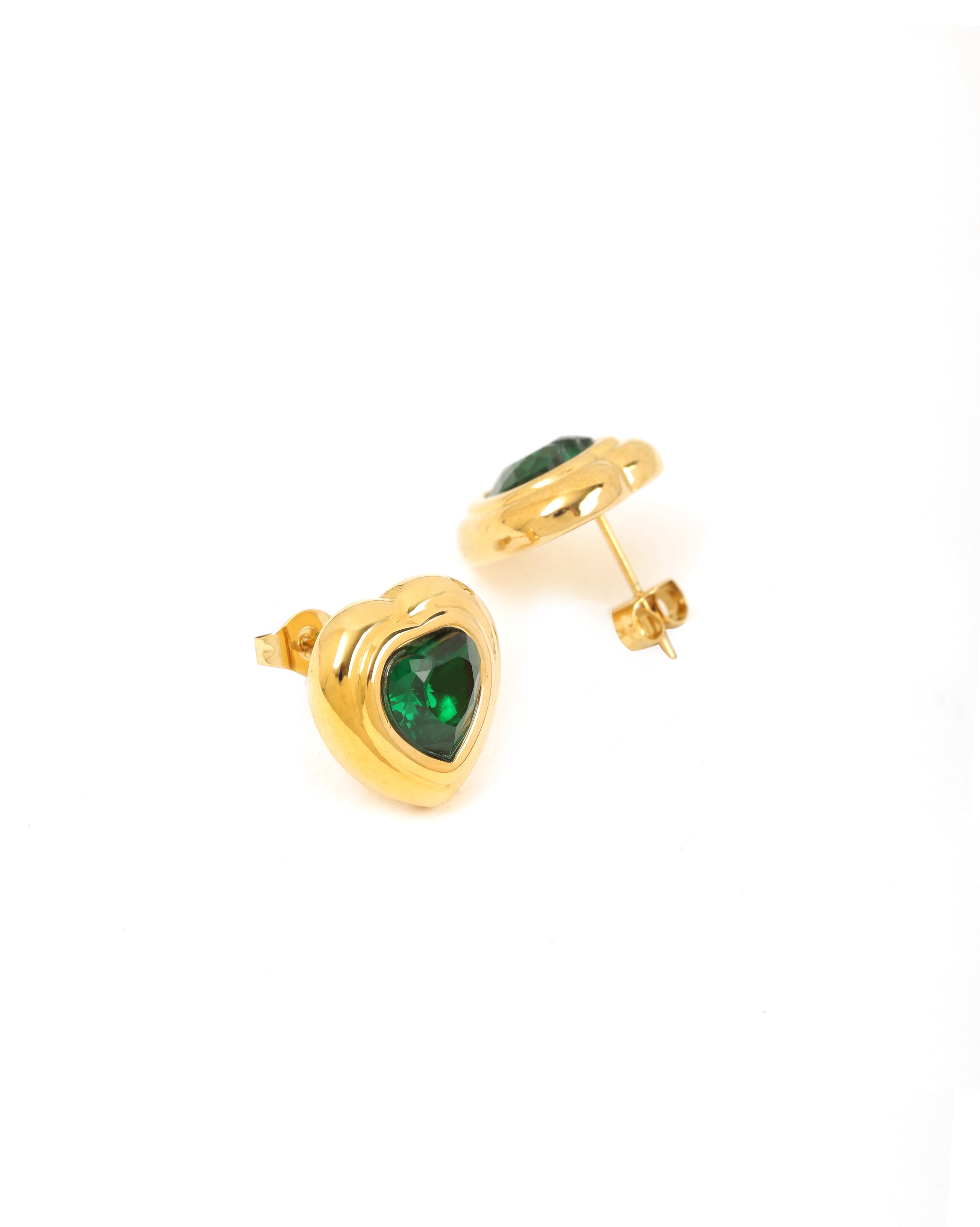 Lush Heart 18K Gold Plated Studs