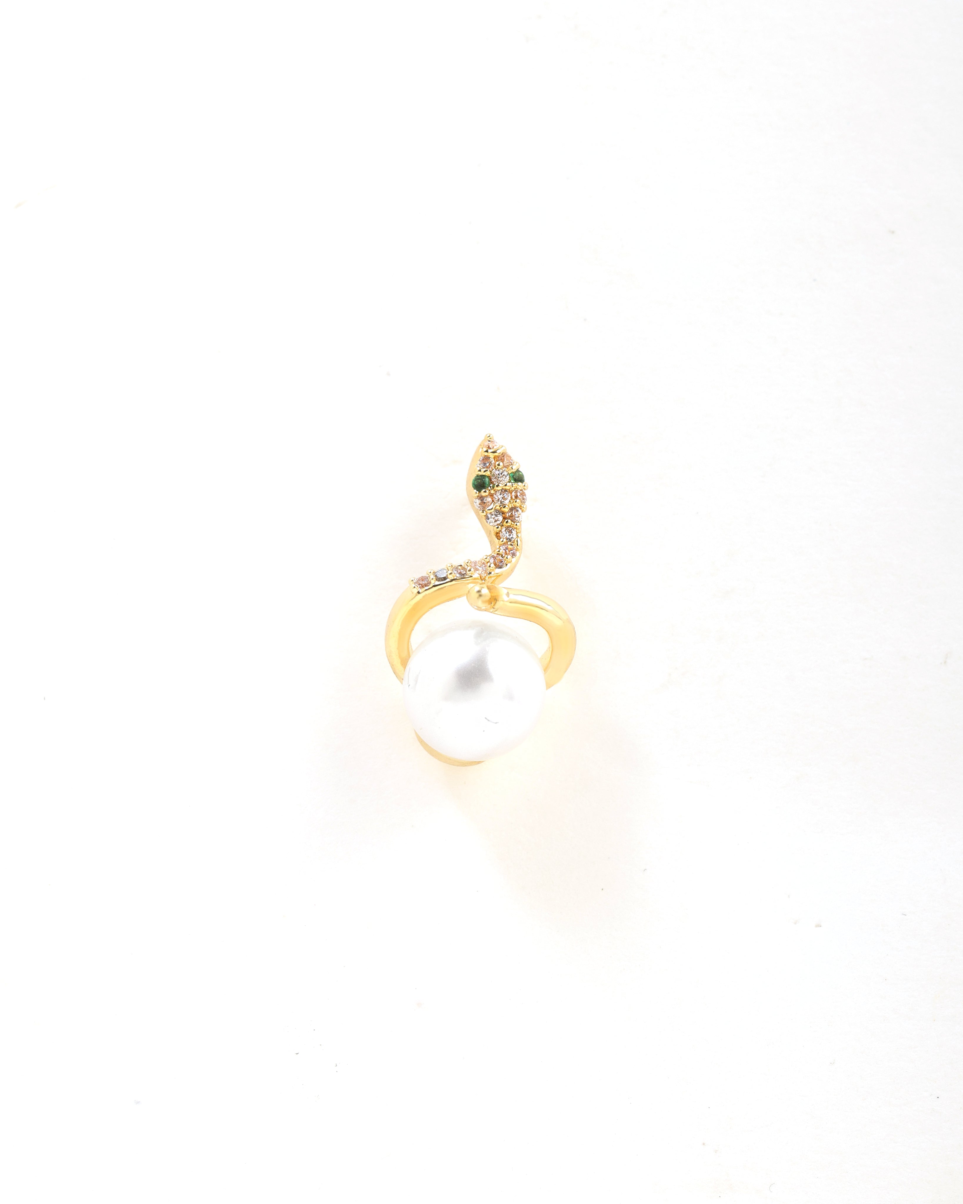 Snake Pearl 18K Gold Plated Earrings