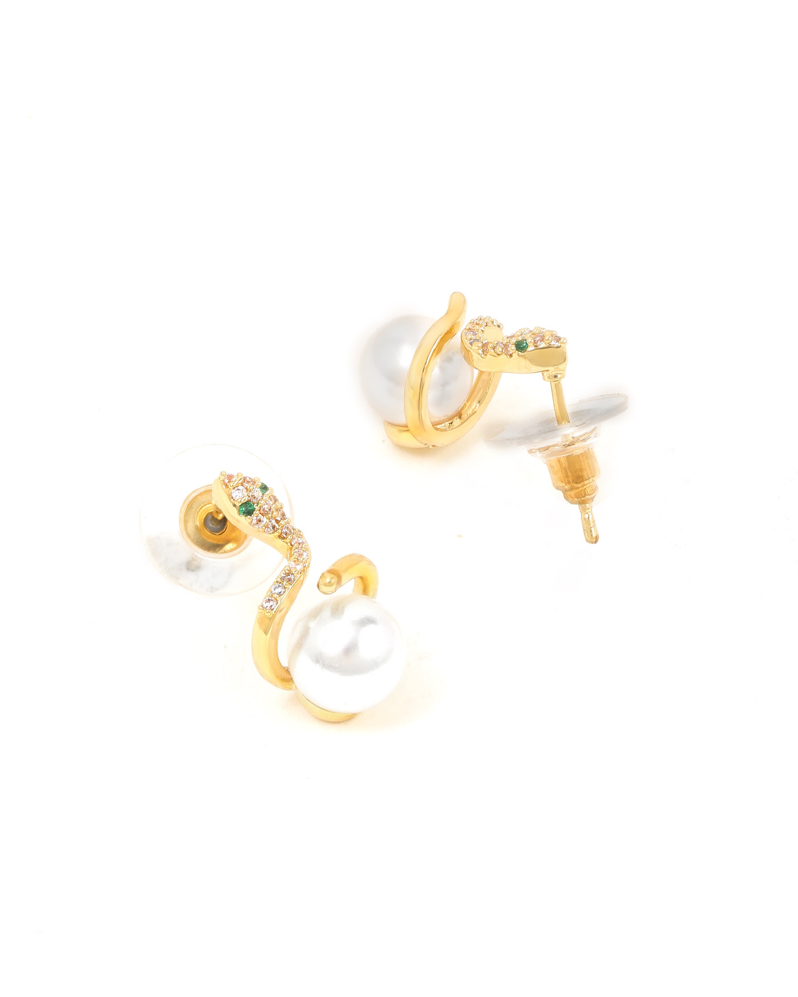 Snake Pearl 18K Gold Plated Earrings