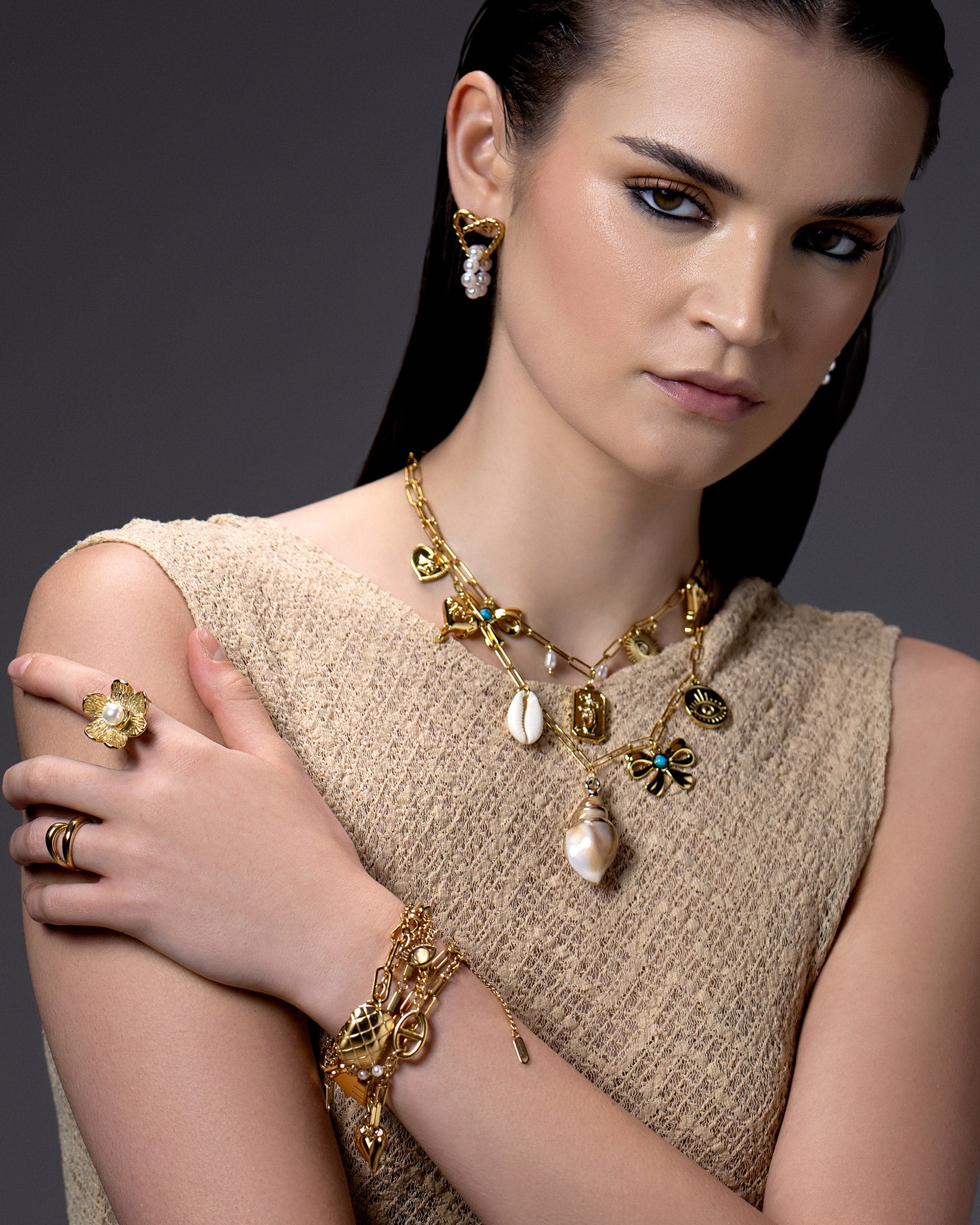 Amara Charms 18K Gold Plated Necklace