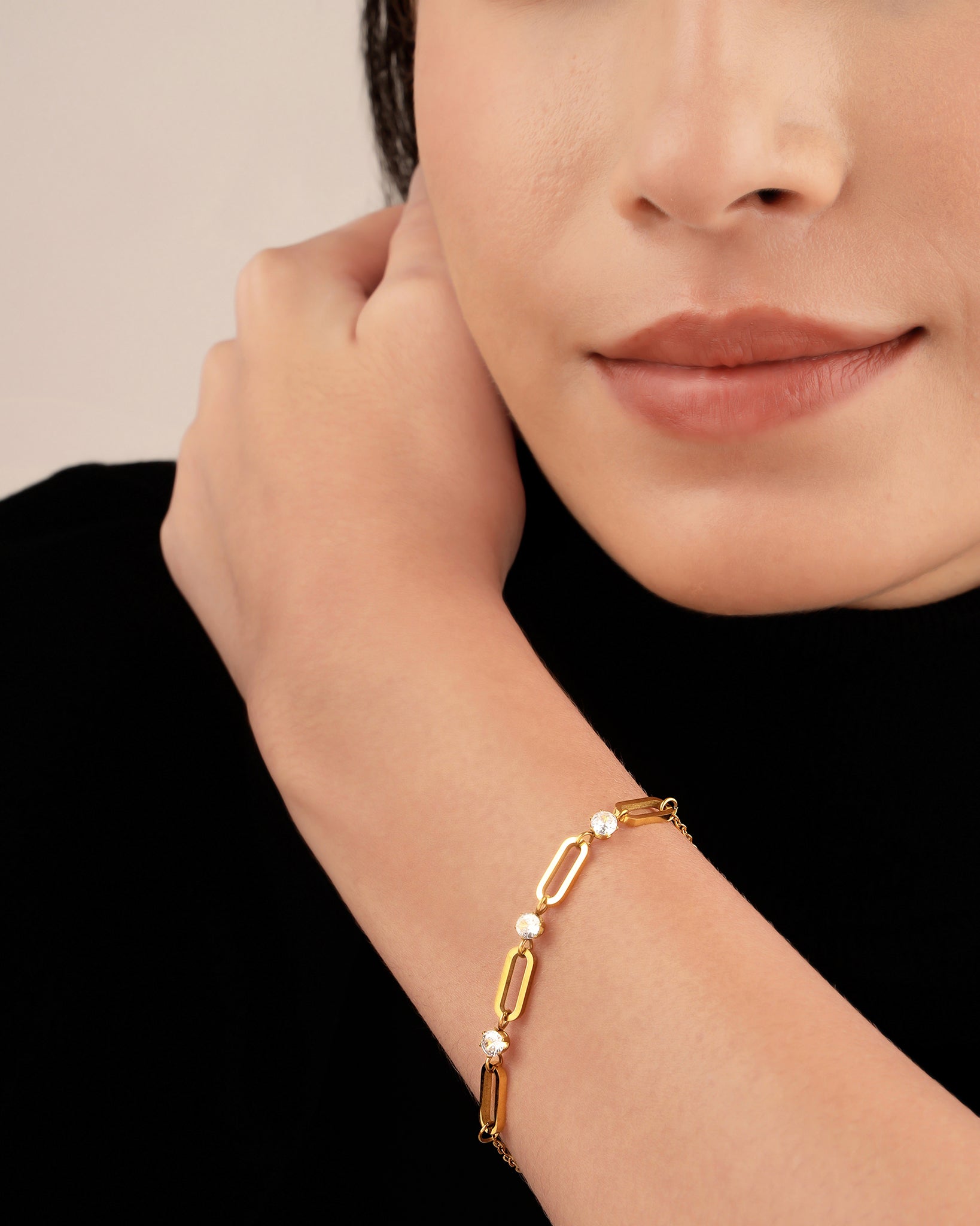 Crystal Link 18K Gold Plated Bracelet