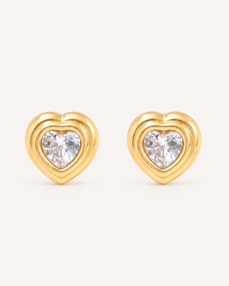 Crystal Heart 18K Gold Plated Earrings