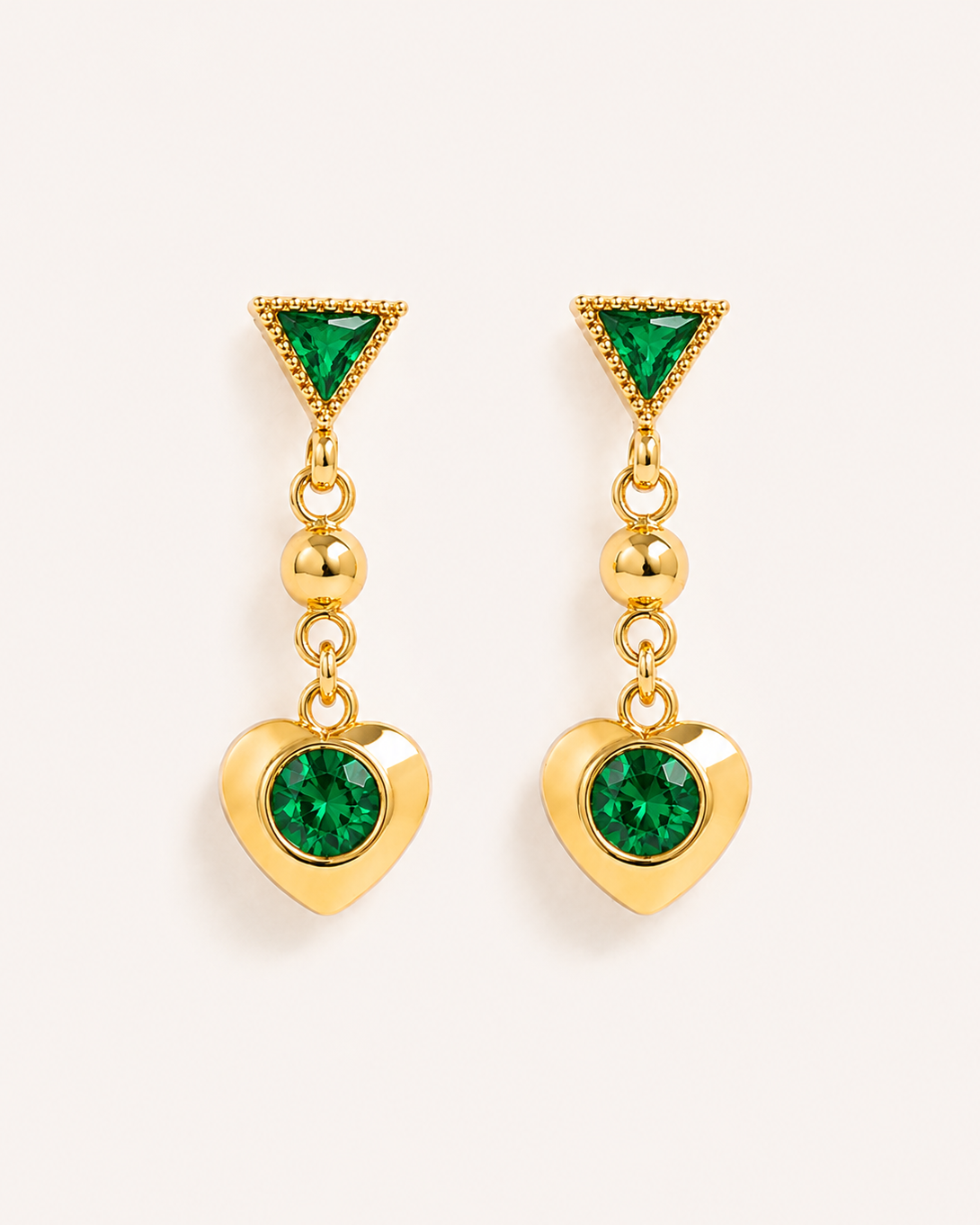 Emerald Glow 18K Gold Plated Earrings