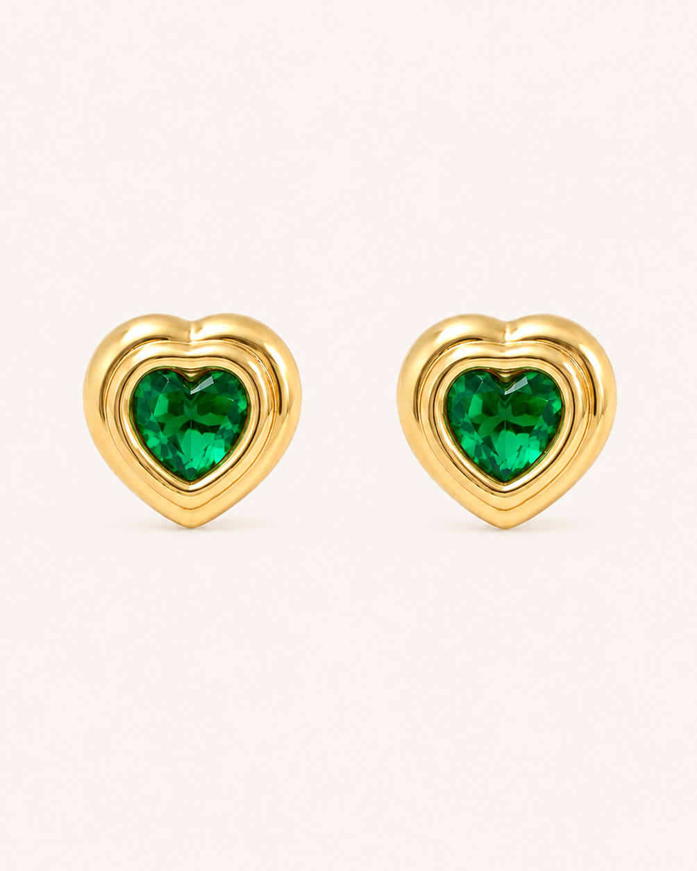 Lush Heart 18K Gold Plated Studs