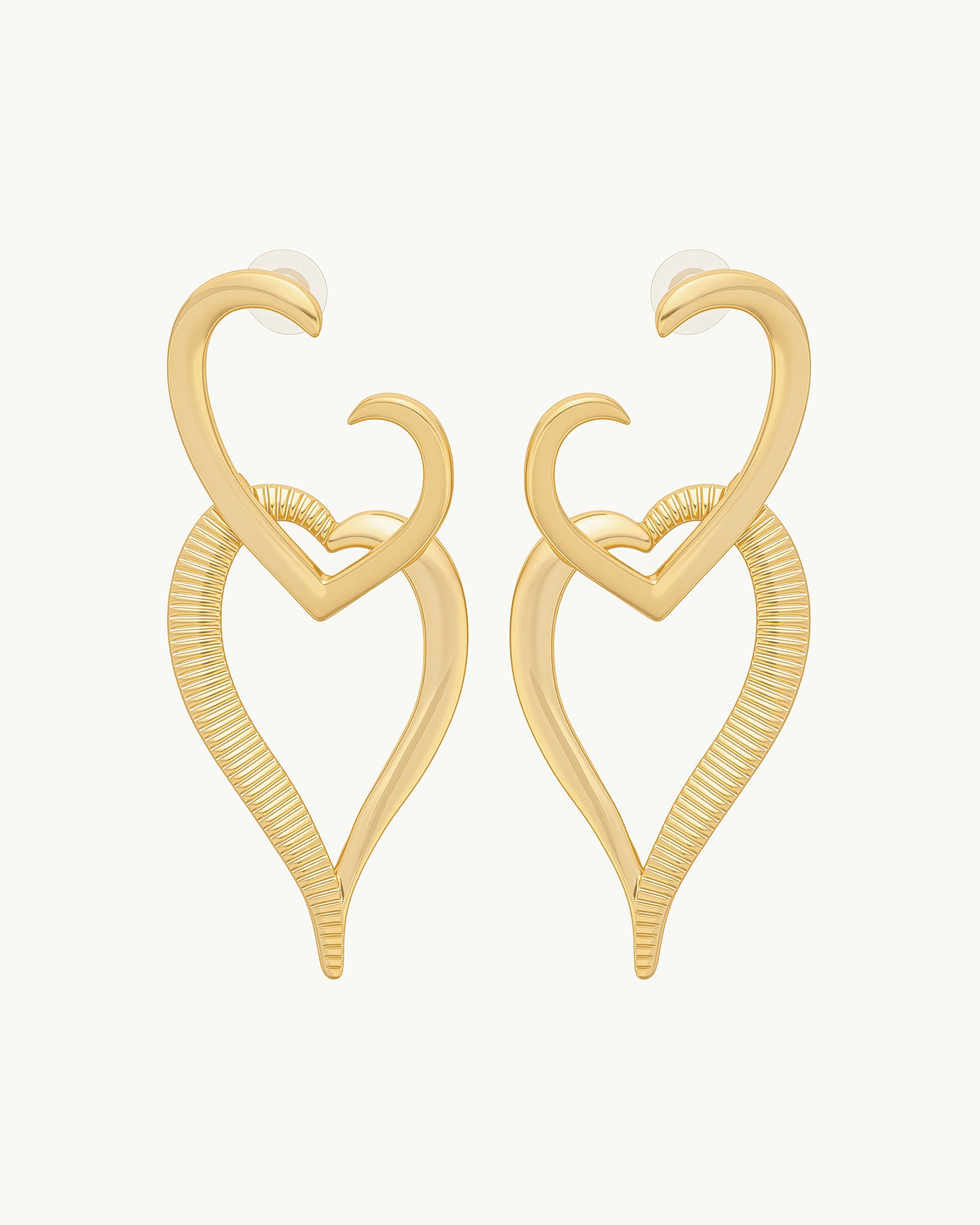 Chunky Heart 22K Gold Plated Earrings