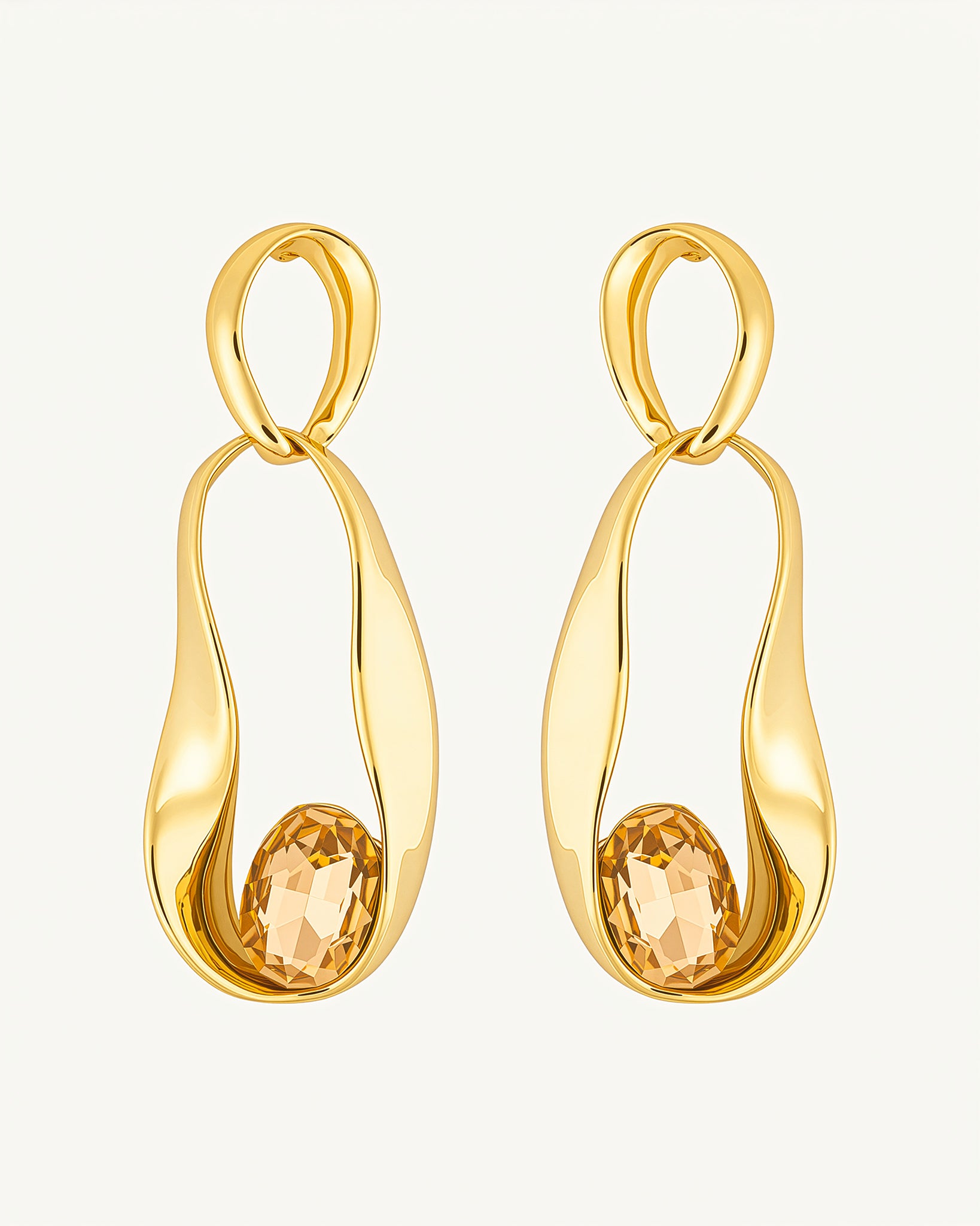 Gemma Loop 22K Gold Plated Earrings