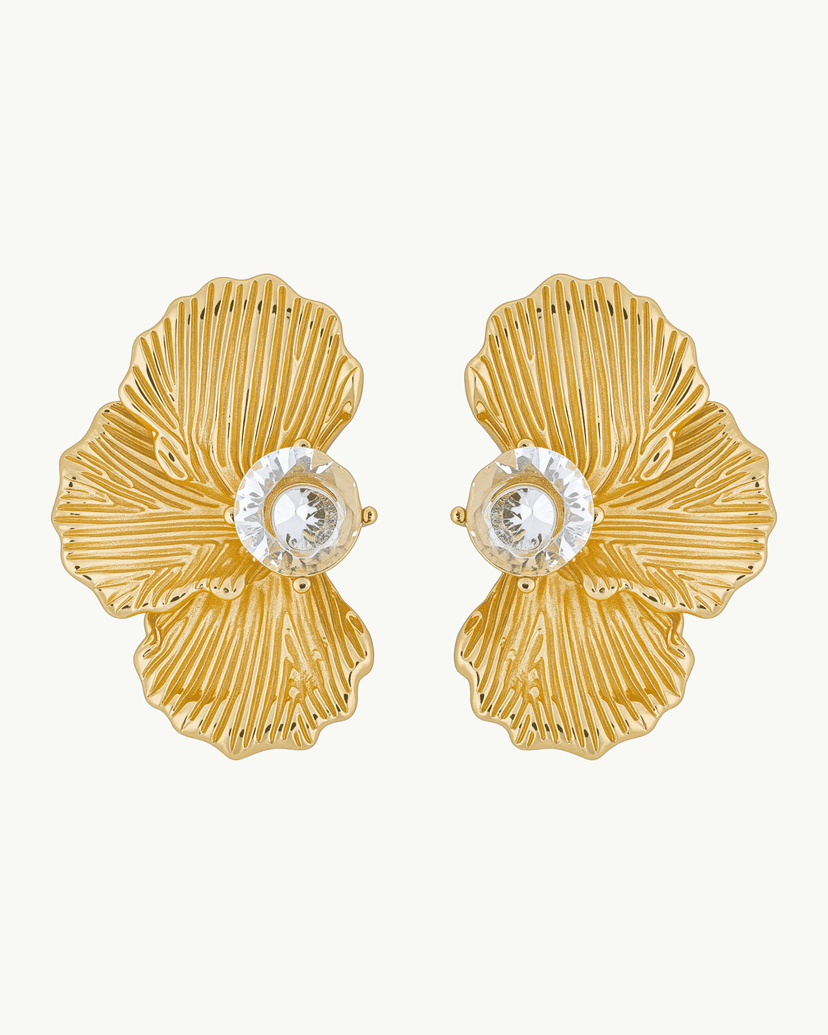 Leaf Crystal 18K Gold Plated Earrings