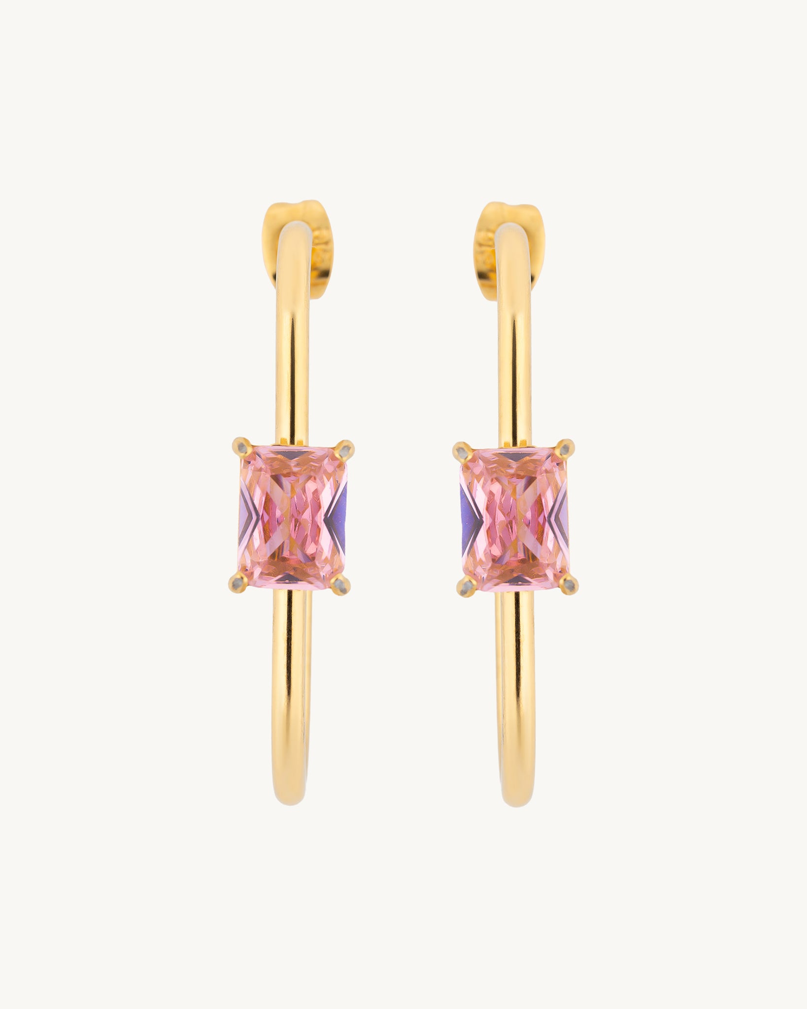 Pink Stone 18K Gold Plated Earrings
