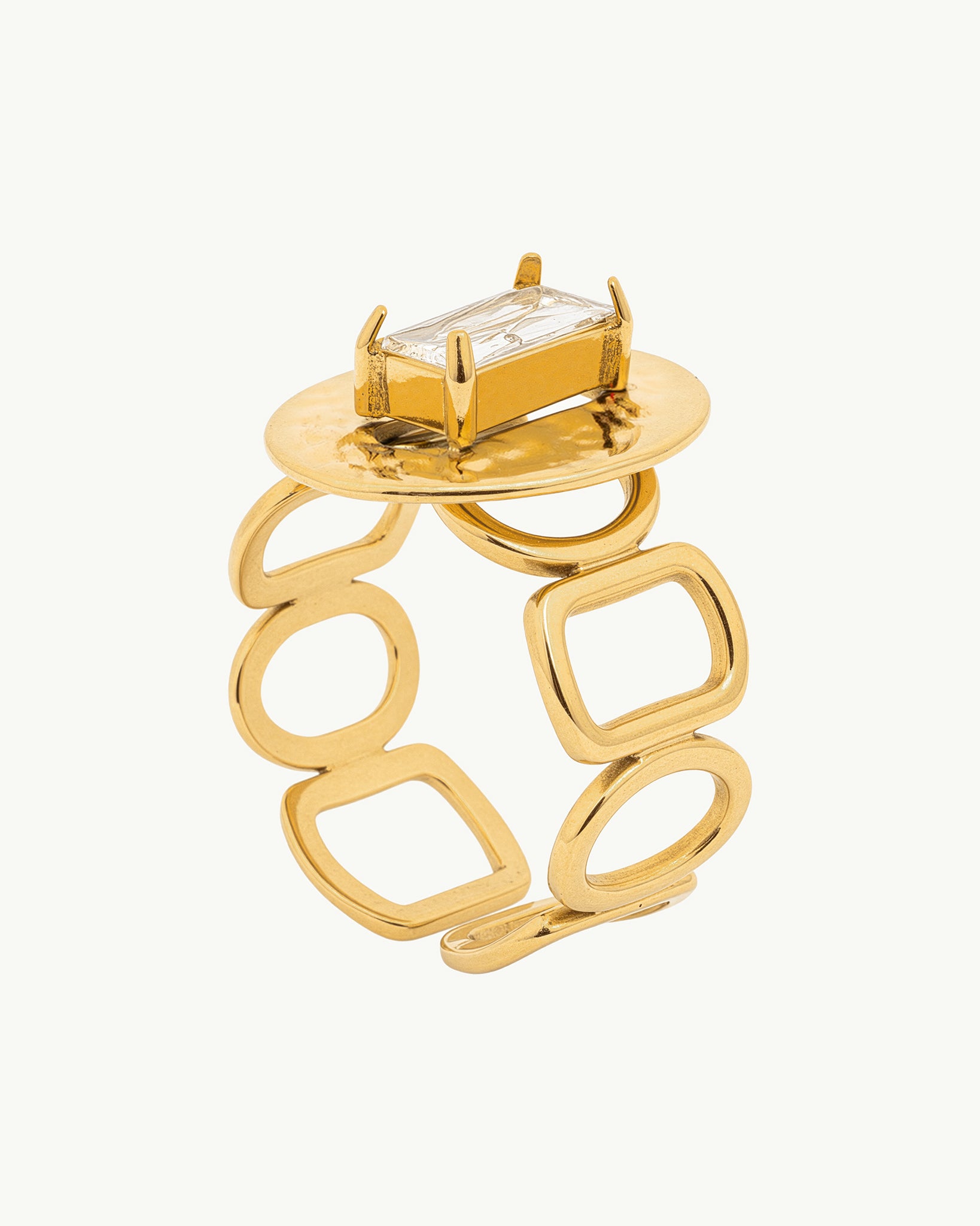 Gold Textures Stone 18K Gold Plated Ring