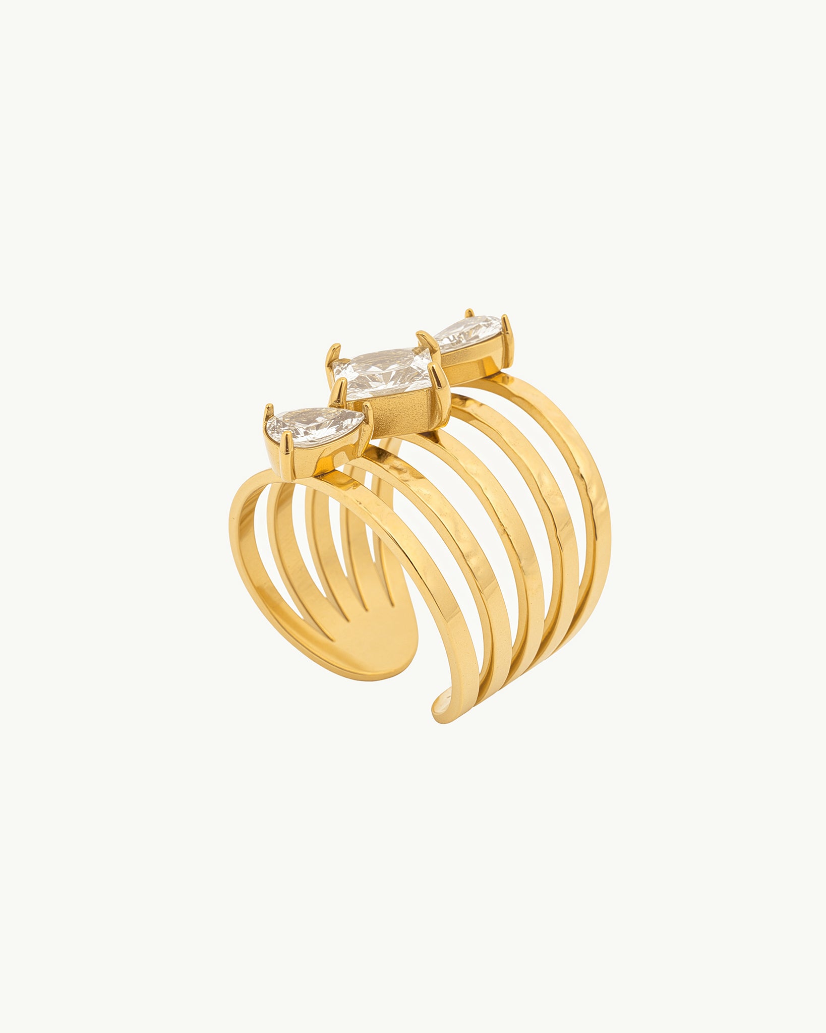 Multi Stone 18K Gold Plated Ring