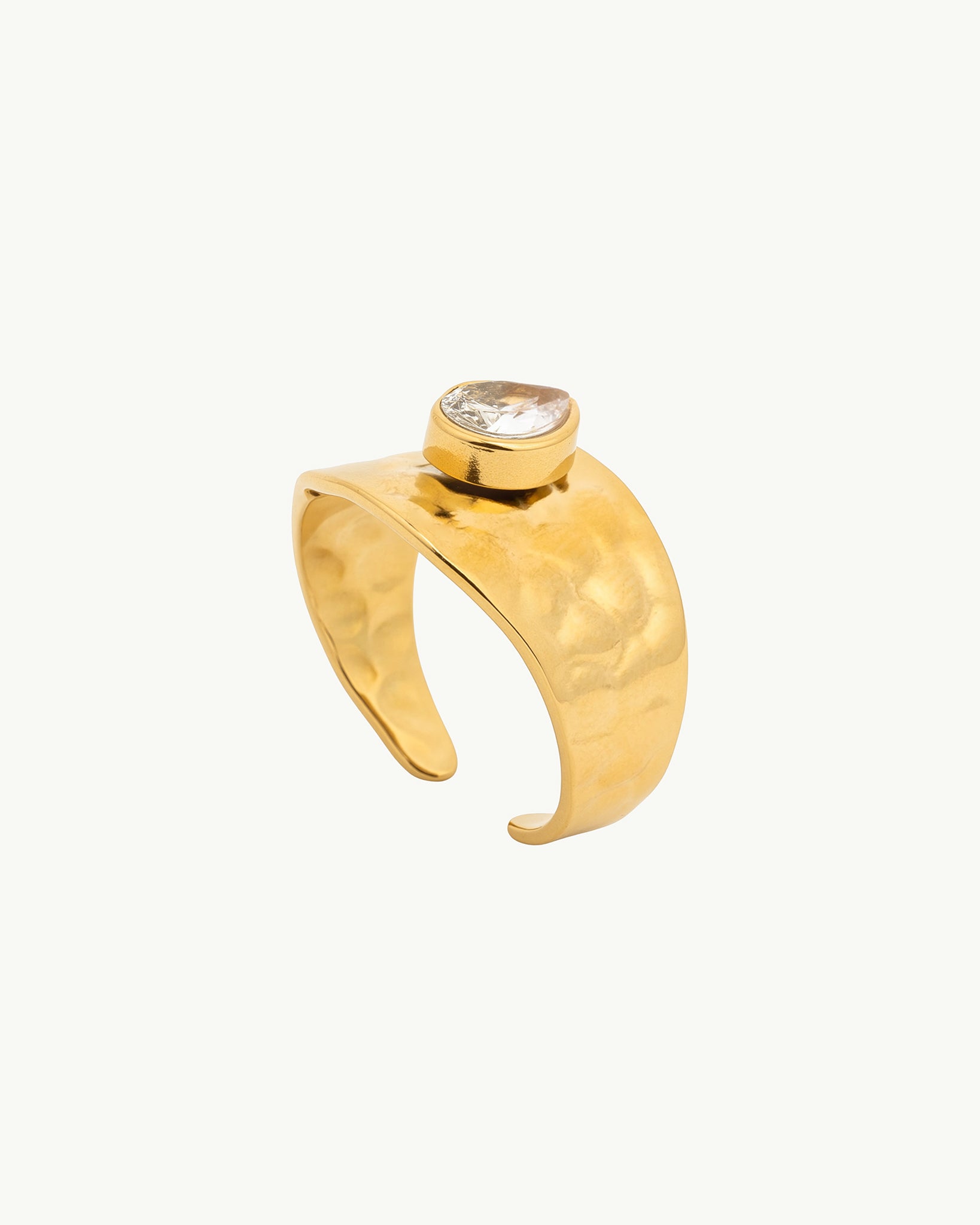 Classic Stone 18K Gold Plated Ring