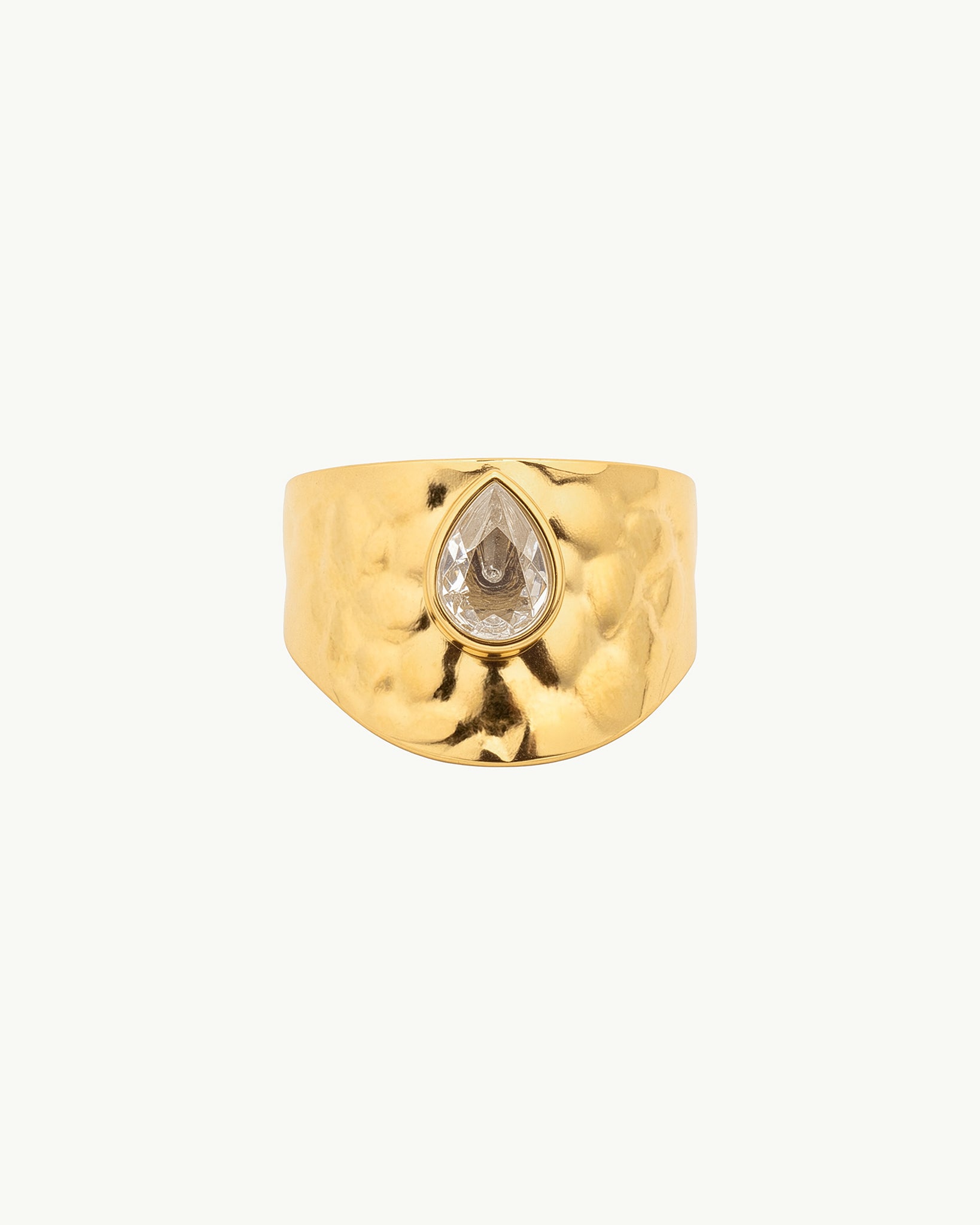 Classic Stone 18K Gold Plated Ring