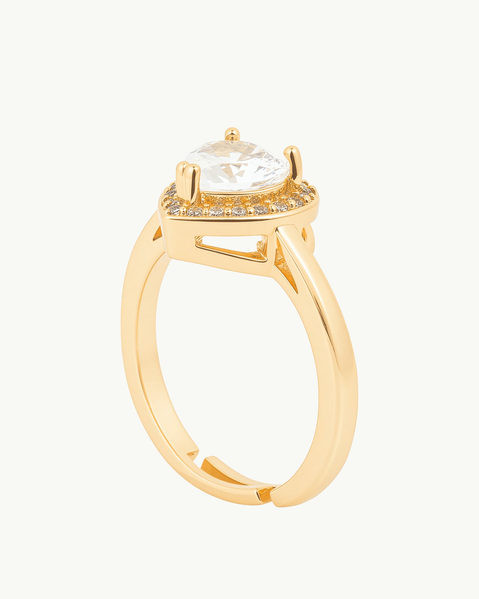 Crystal Heart 18K Gold Plated Ring