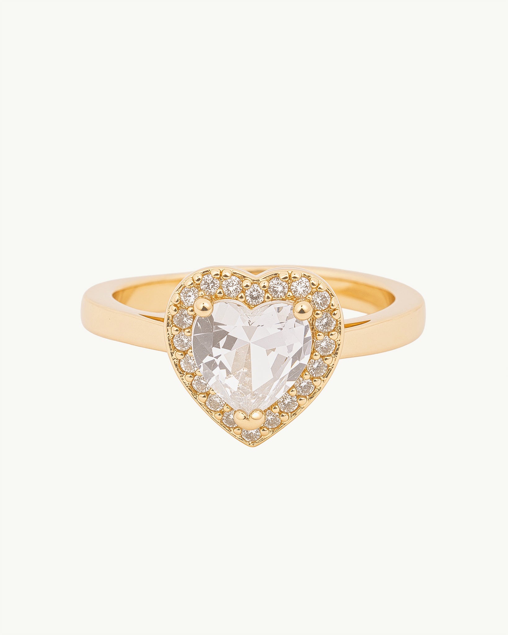 Crystal Heart 18K Gold Plated Ring