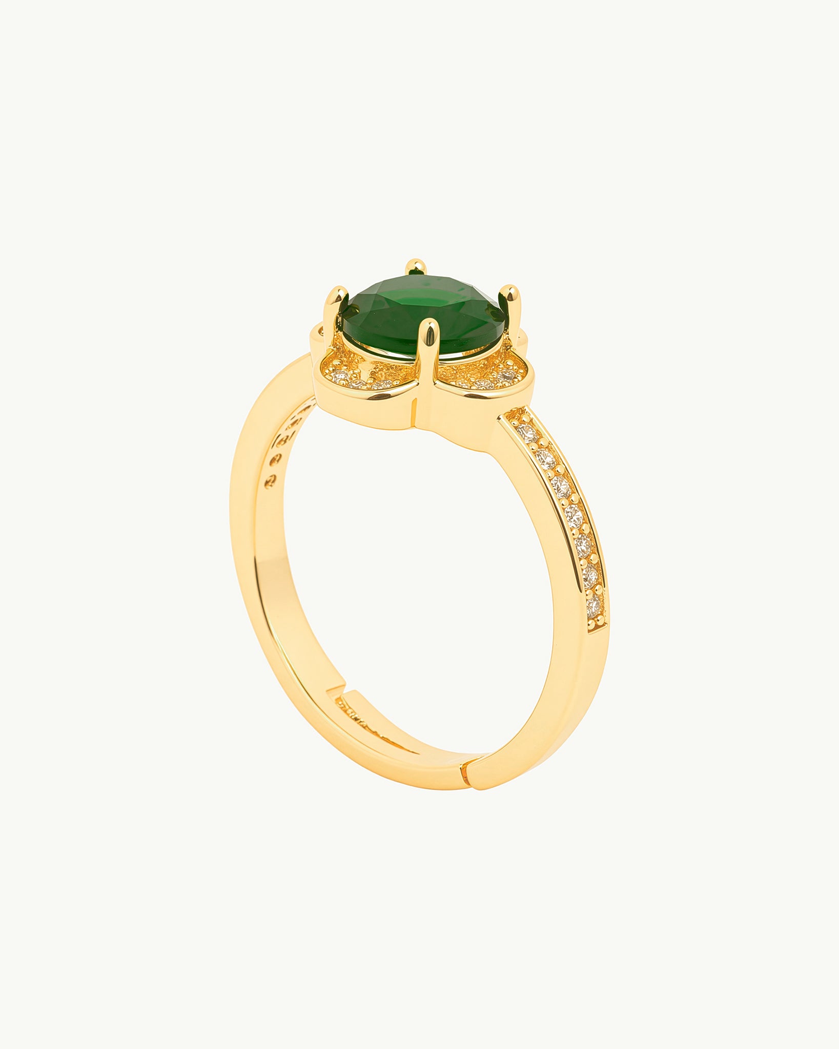 Emerald Glow 18K Gold Plated Ring