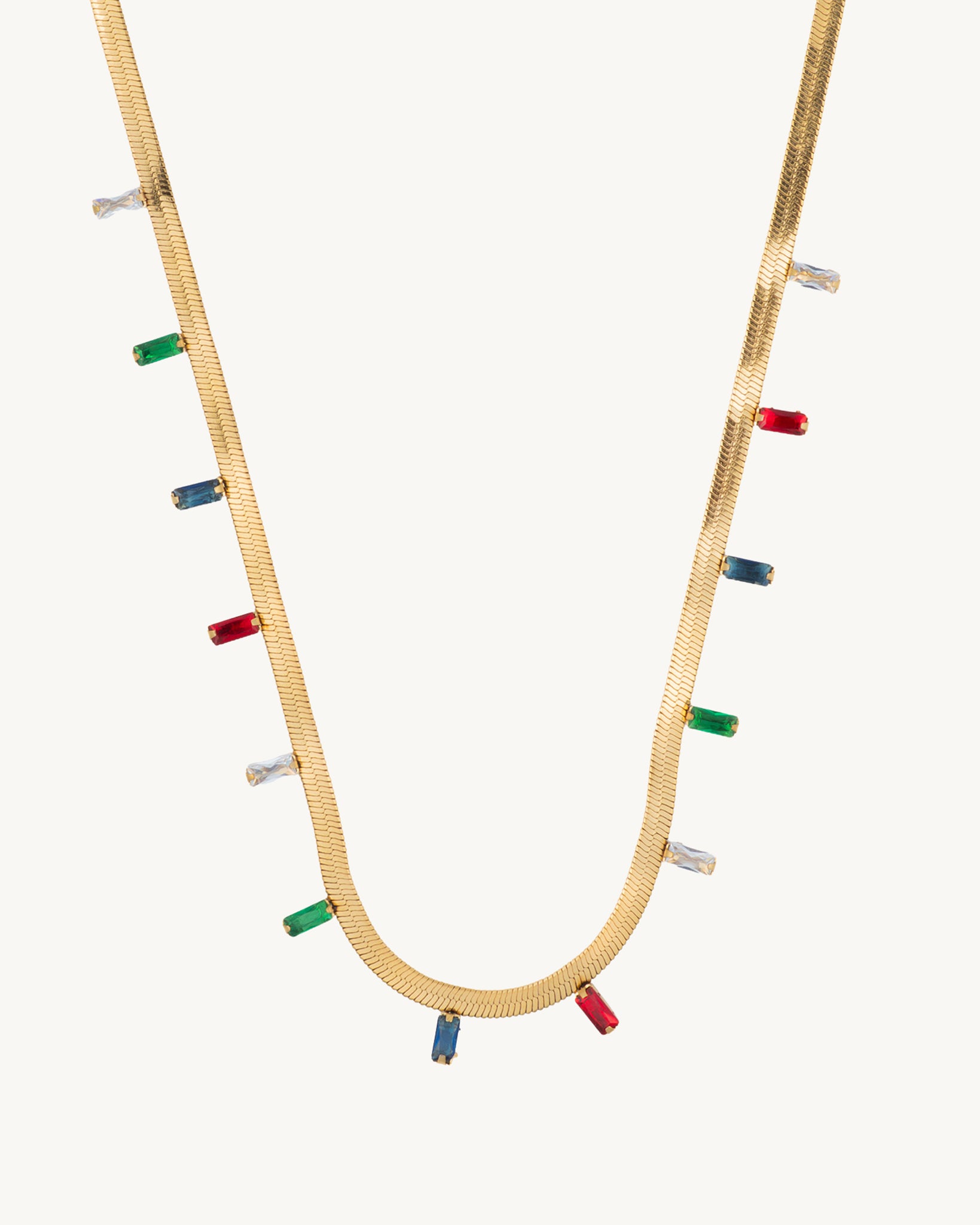Multi Colour Stone 18K Gold Plated Necklace
