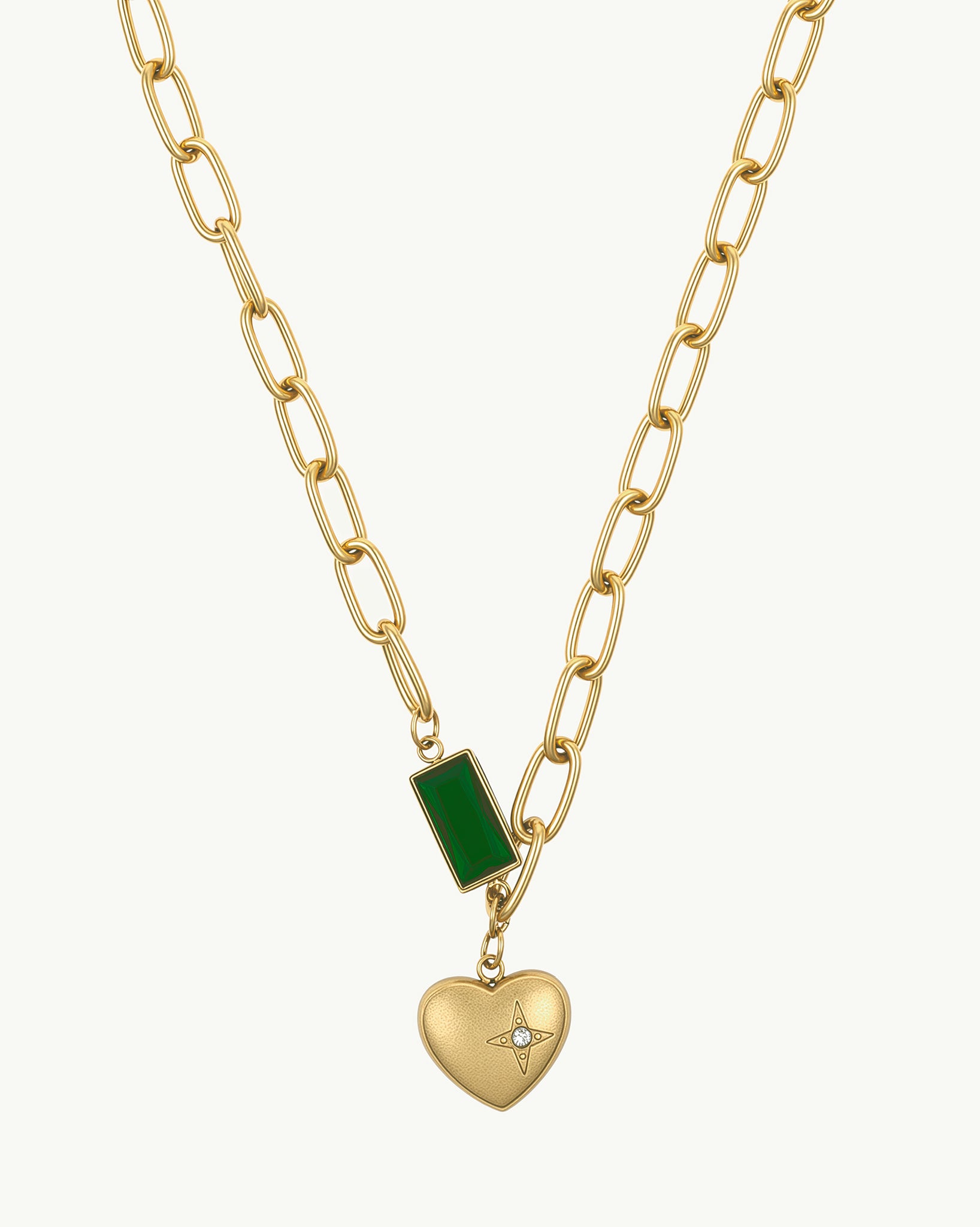Emerald Heartbeat 18K Gold Plated Necklace