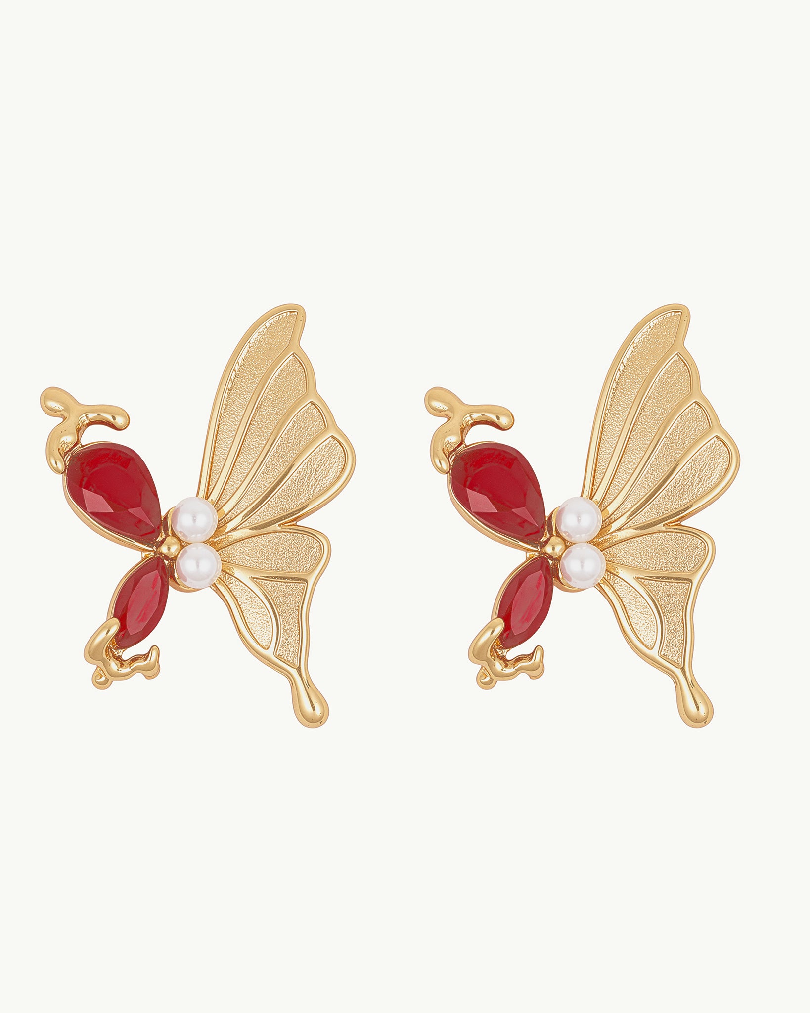 Butterfly Ruby 18K Gold Plated Earrings